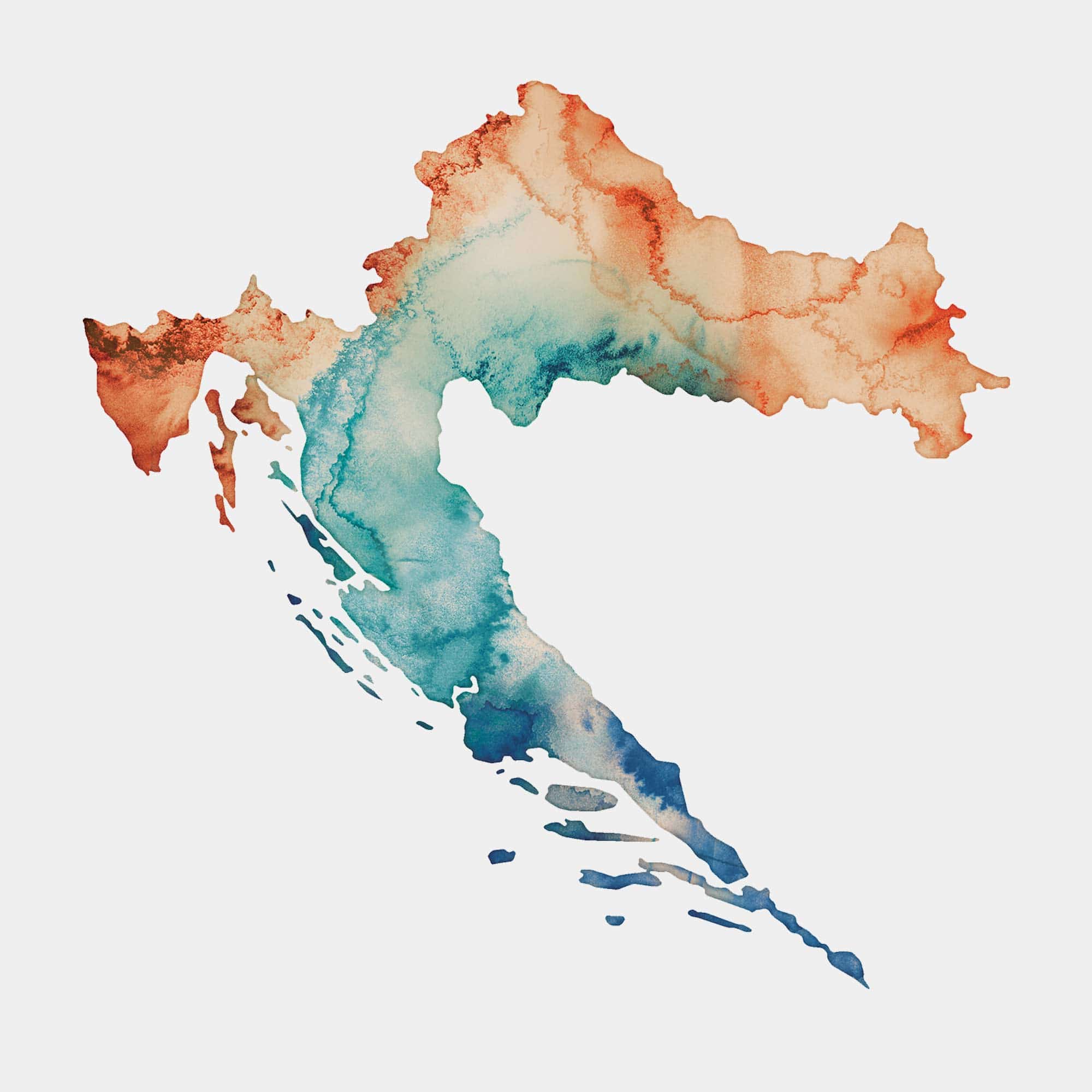 EJayDesign Countries Other Croatia Watercolour Map
