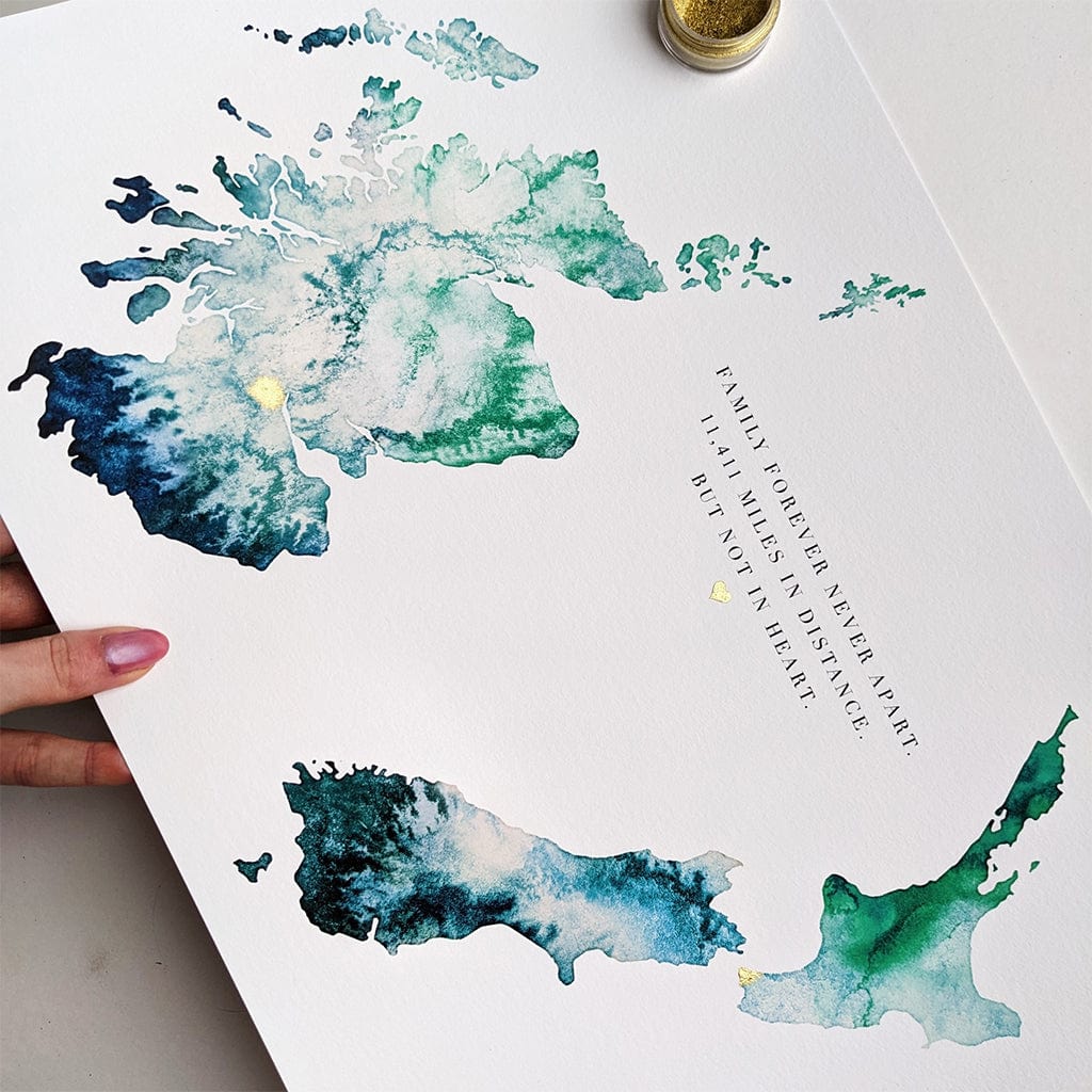 EJayDesign Countries Other Double Watercolour Golden Maps