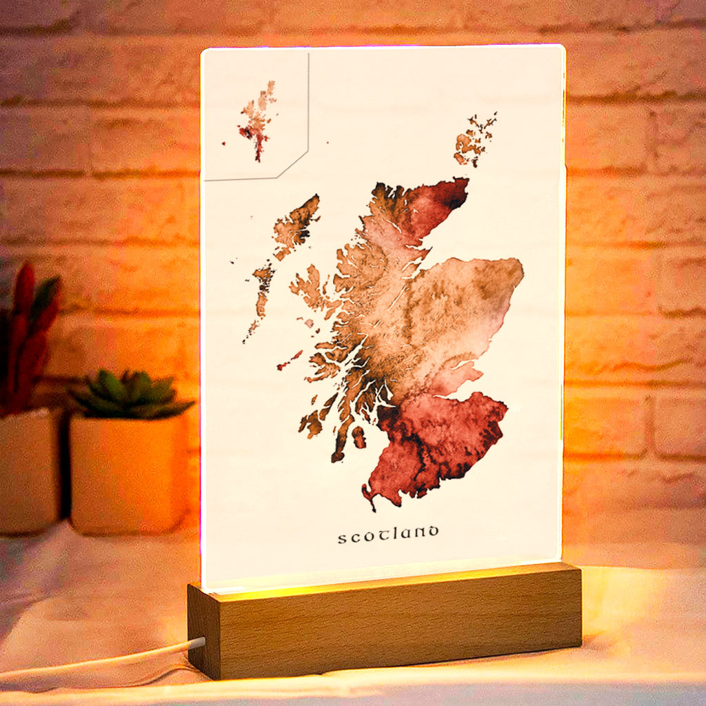 Scotland Map Wooden LED Frame - USB Powered Acrylic Photo Lamp