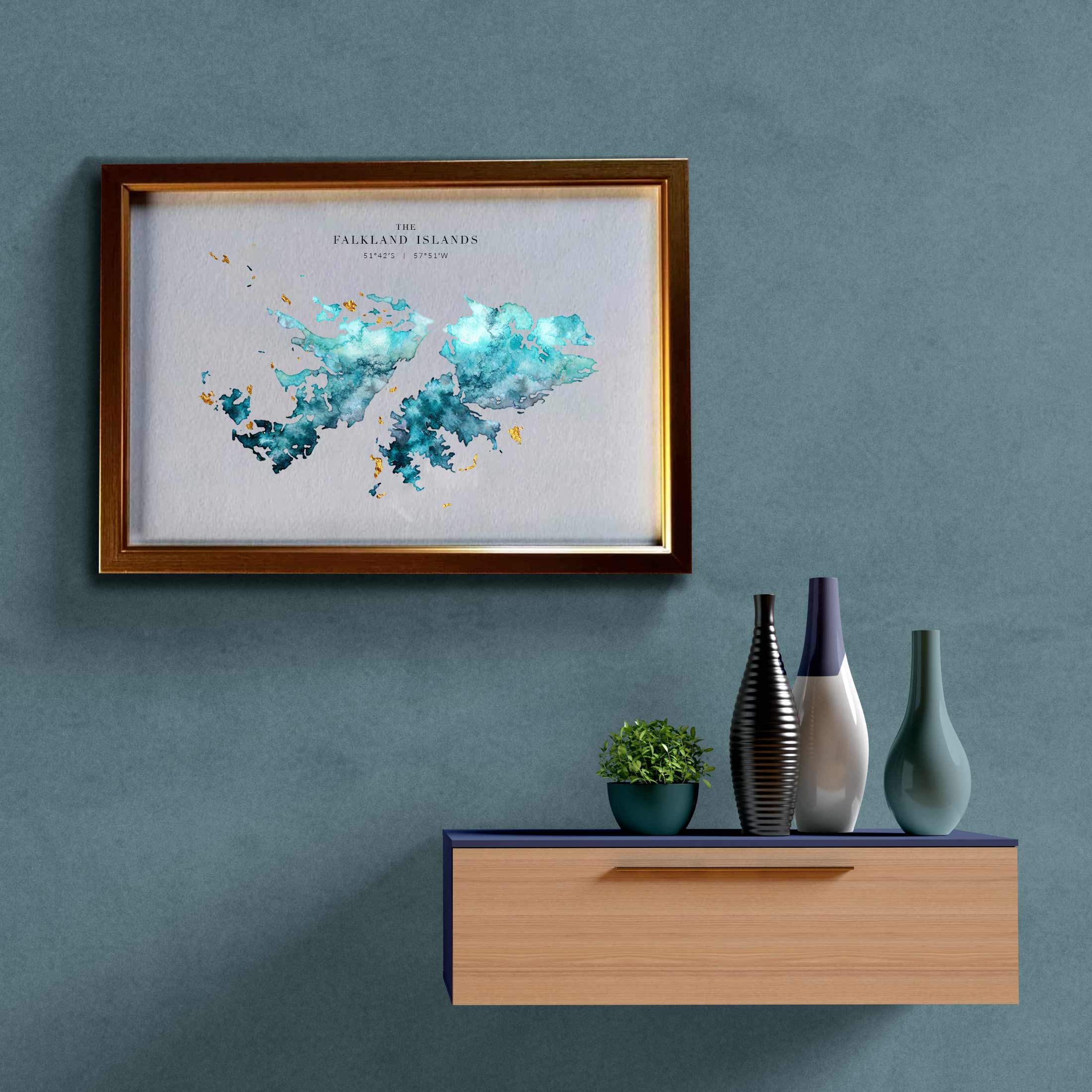 EJayDesign Countries Other Falkland Islands Watercolour Map