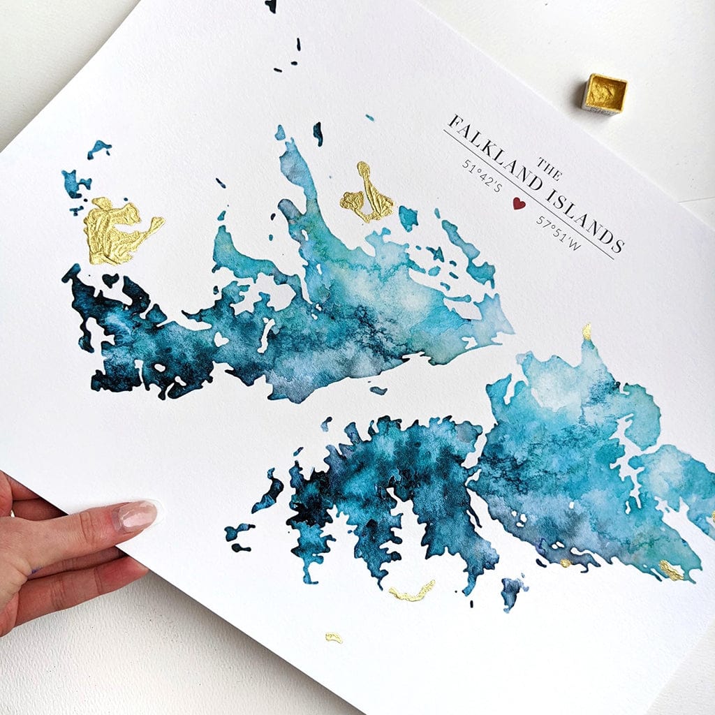 EJayDesign Countries Other Falkland Islands Watercolour Map