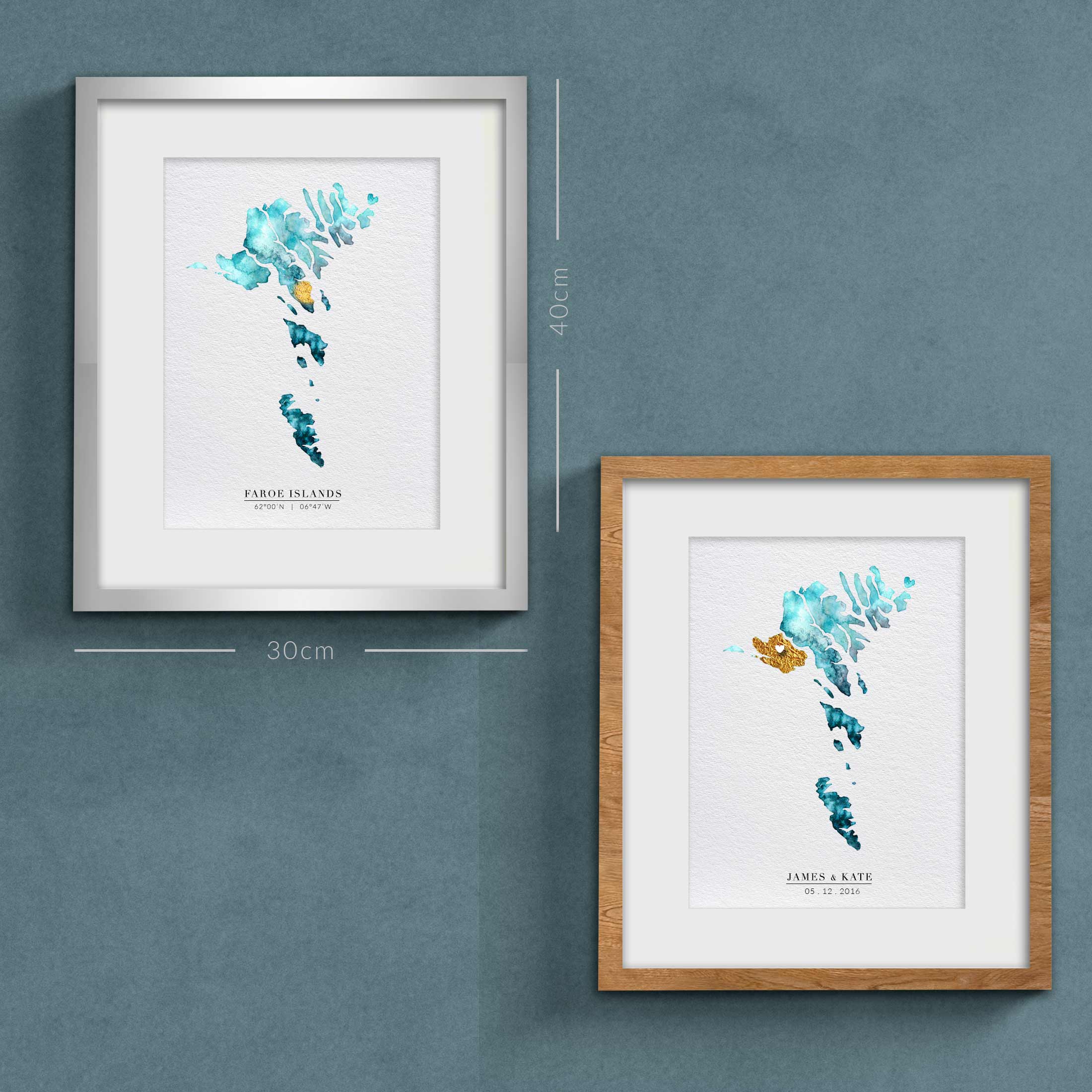 EJayDesign Countries Other Faroe Islands Watercolour Map