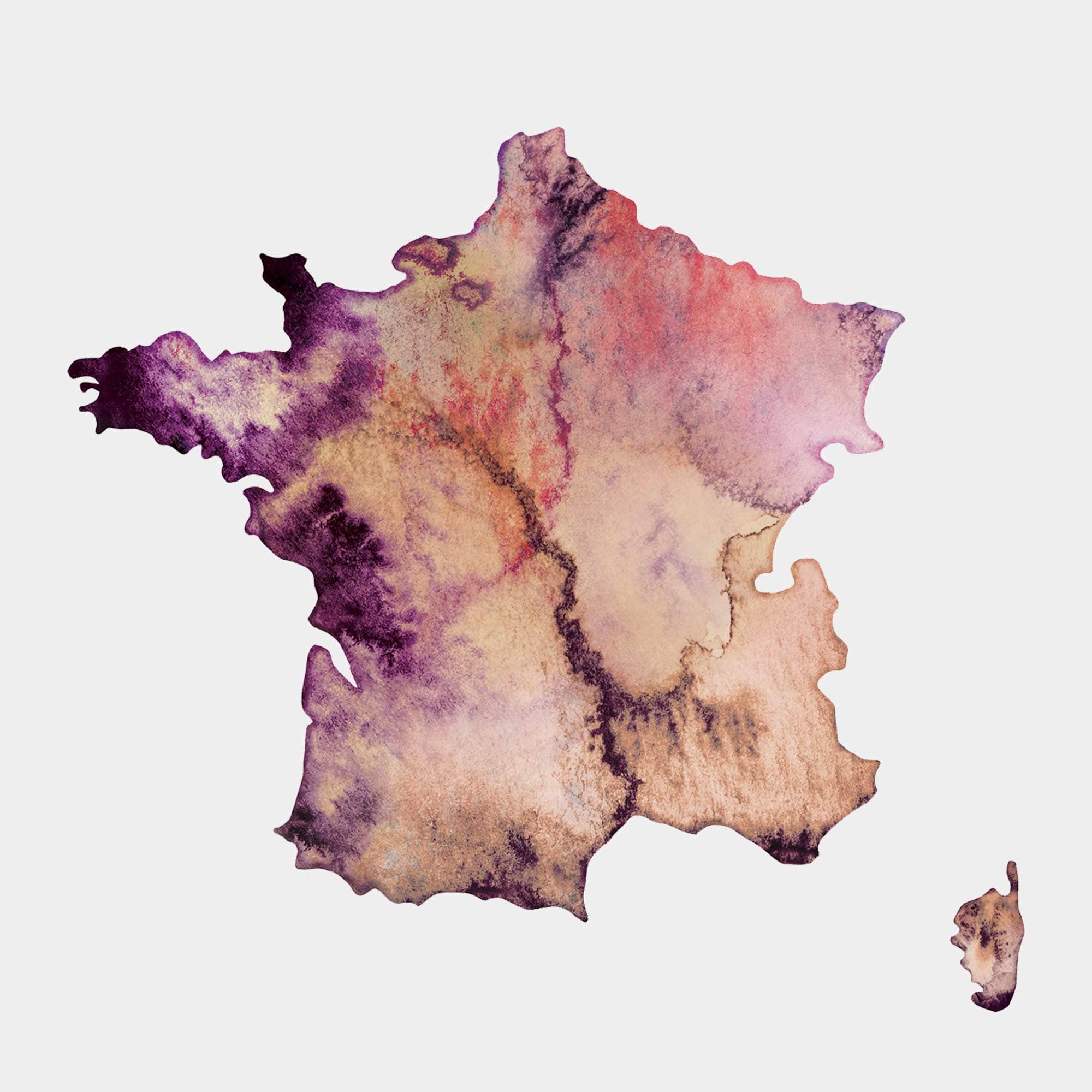 EJayDesign Countries Other France Watercolour Map