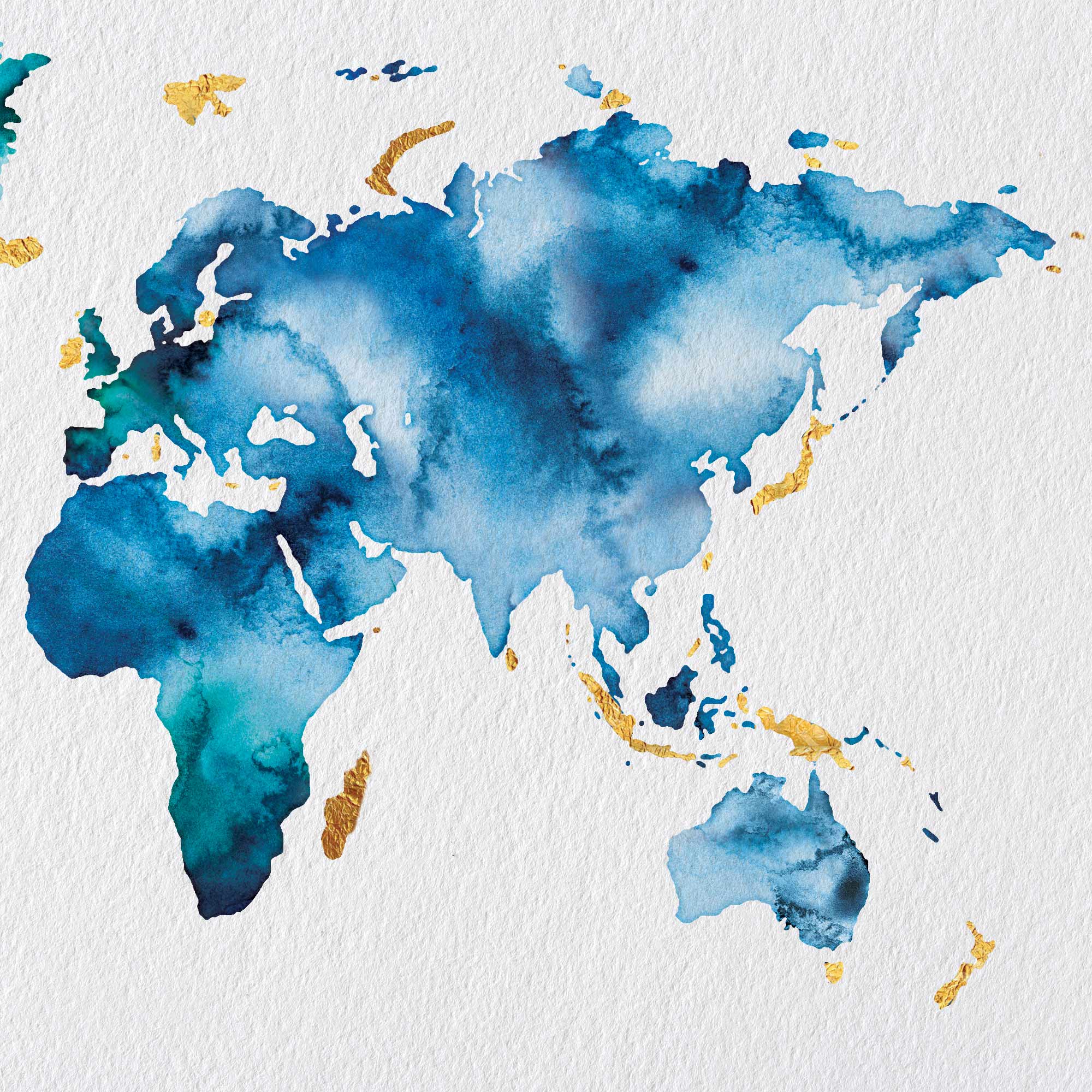 EJayDesign Countries Other Globe Watercolour Gold Map
