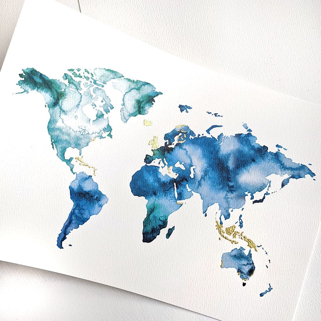 EJayDesign Countries Other Globe Watercolour Gold Map