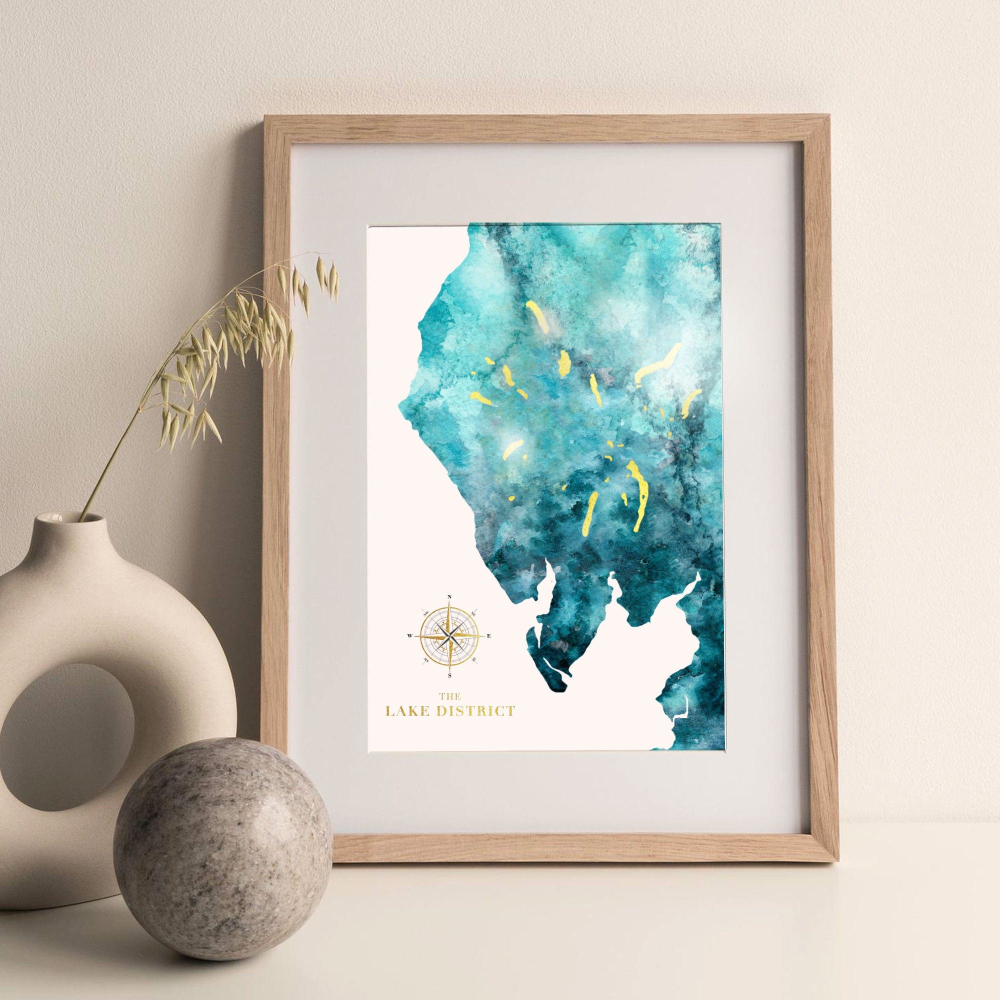 EJayDesign Posters, Prints, & Visual Artwork Golden Lake District Watercolour Map Print