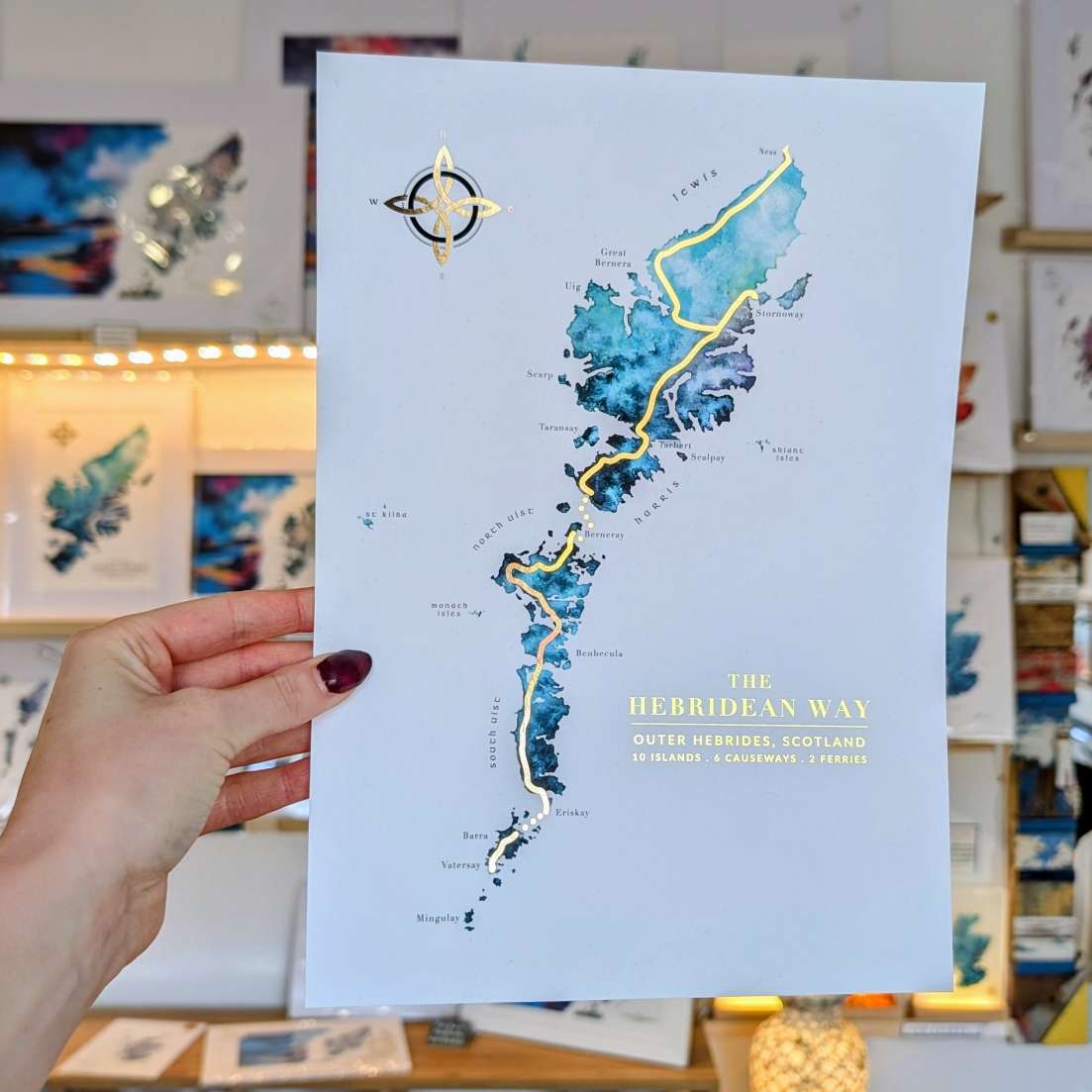 Hebridean Way Watercolour Map Art Print