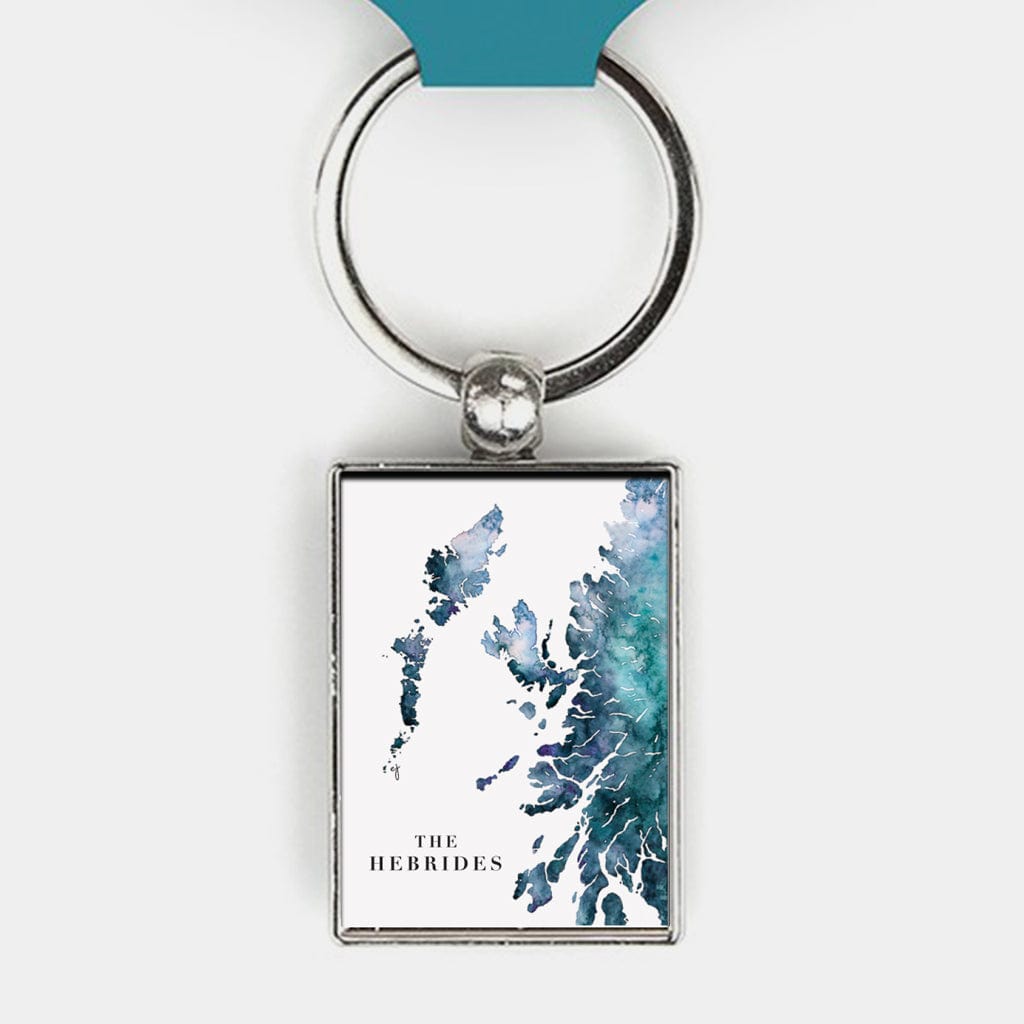 Hebrides Metal Keyring Watercolour Map