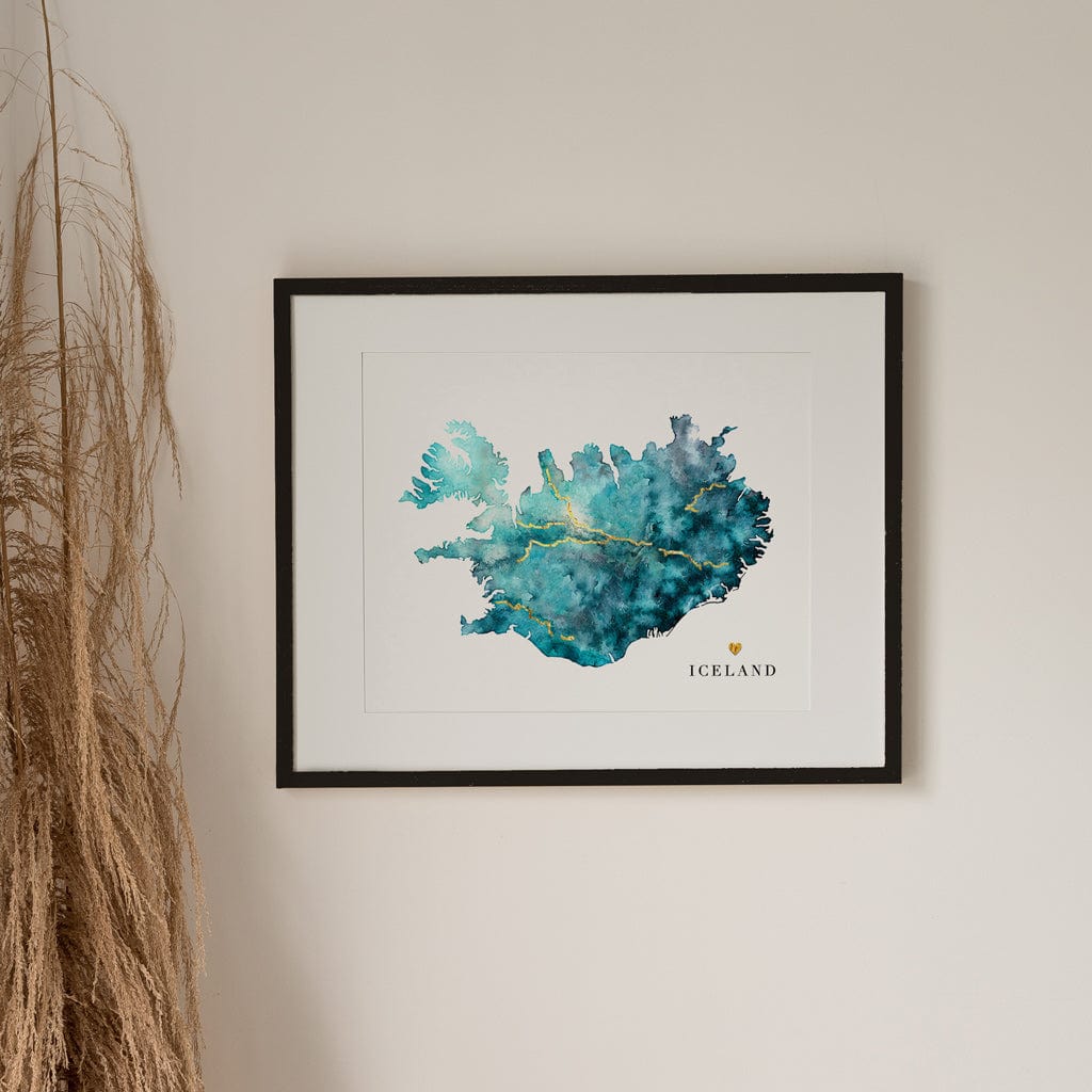 EJayDesign Countries Other Iceland Personalised Watercolour Gold Map