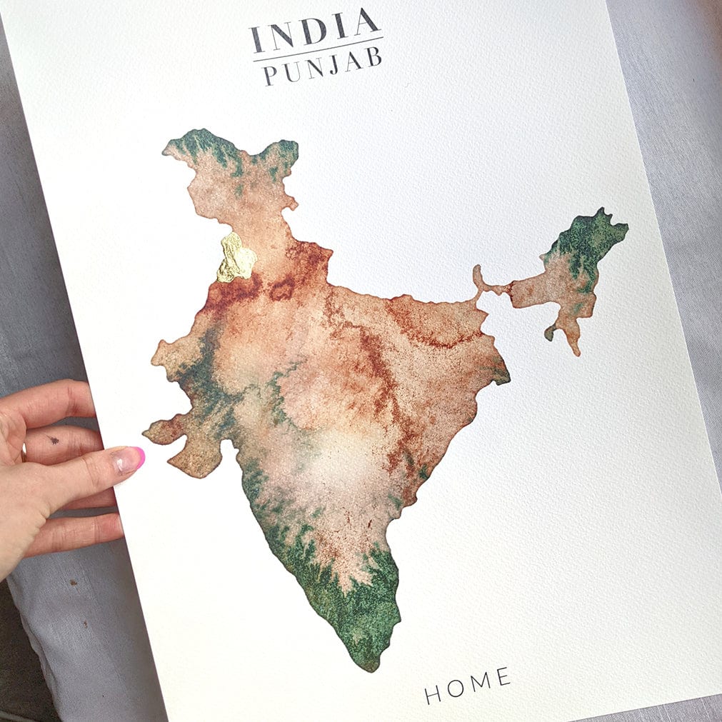 EJayDesign India Watercolour Map