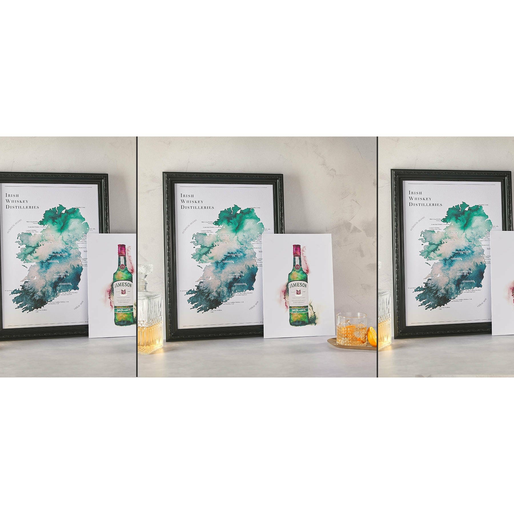 EJayDesign Irish Whiskey Distillery Gold Map