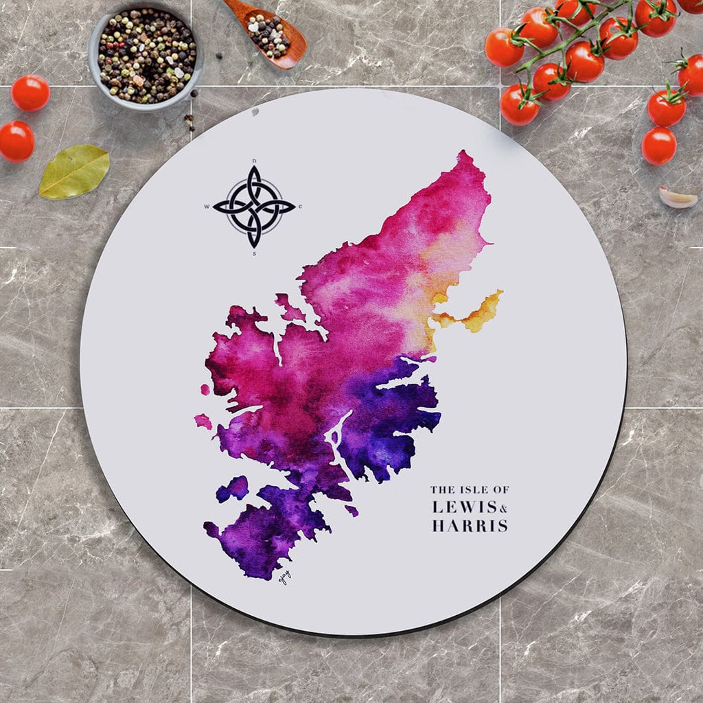 EJayDesign Pink/Purple Isle Of Lewis & Harris Glass Worktop Saver Circular