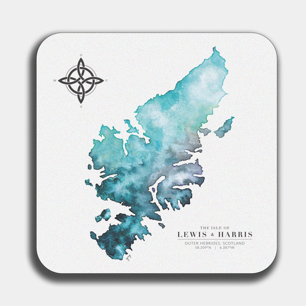 EJayDesign Turquoise Isle of Lewis Table Mat Watercolour Map