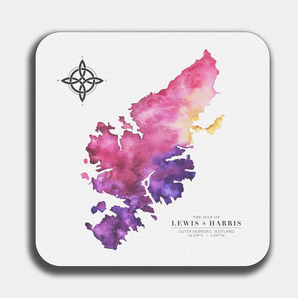 EJayDesign Pink/Purple Isle of Lewis Table Mat Watercolour Map