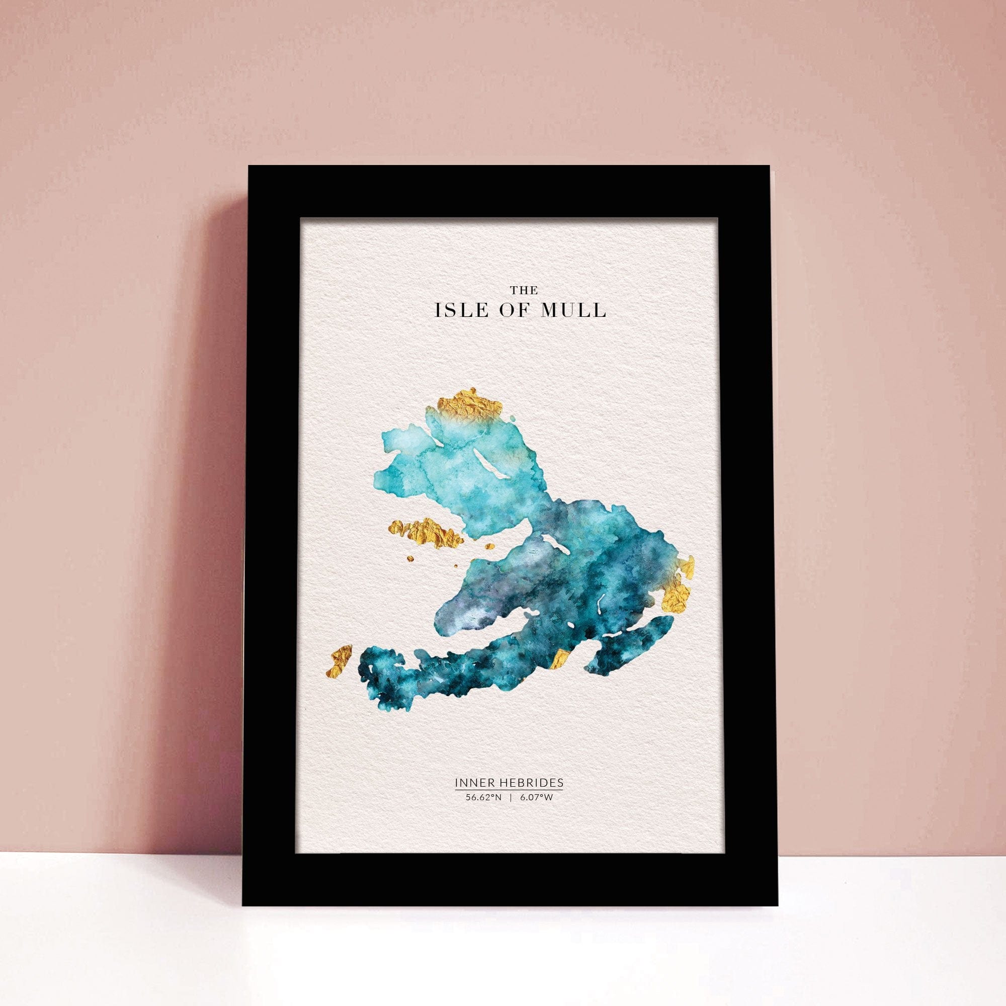EJayDesign Scottish Prints Isle of Mull Watercolour Gold Map print