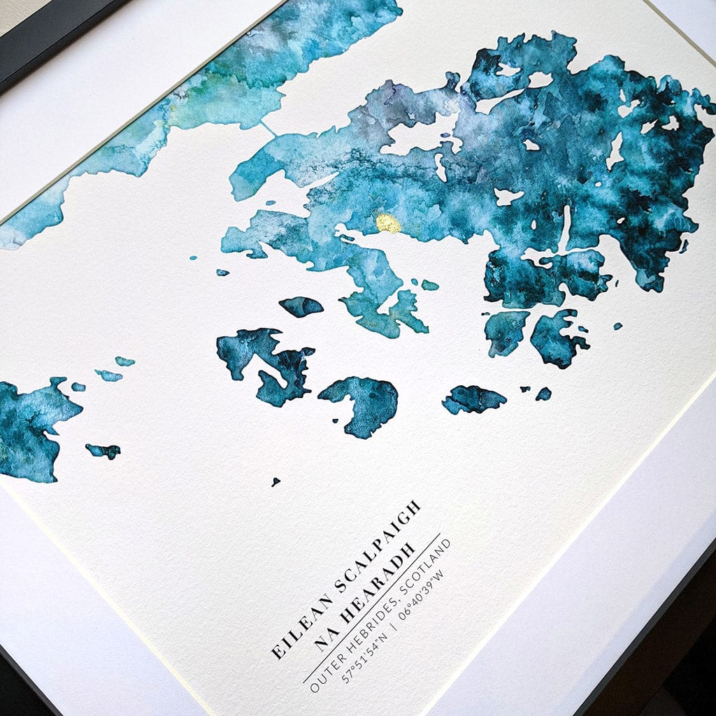 EJayDesign Scottish Prints Isle of Scalpay Watercolour Map Art Print