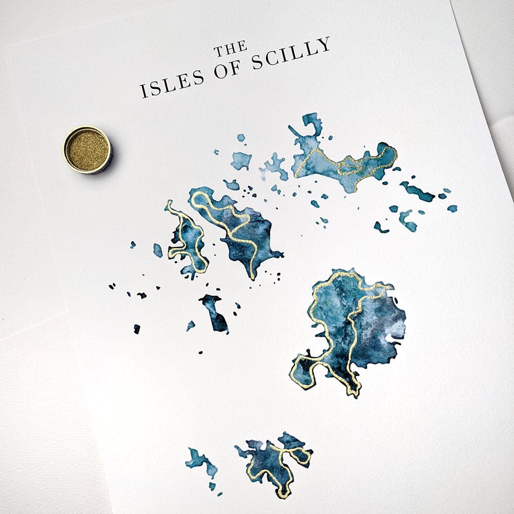 EJayDesign Countries Other Isles of Scilly Watercolour Map
