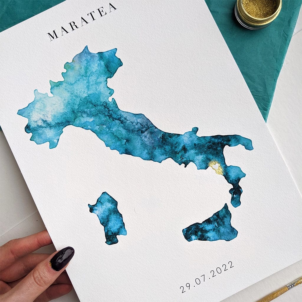 EJayDesign Countries Other Italy Watercolour Map