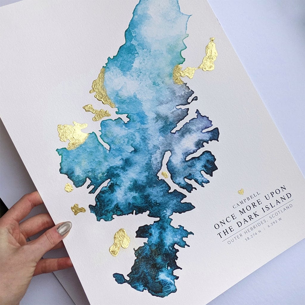 EJayDesign Scottish Prints Lewis & Harris Watercolour Map