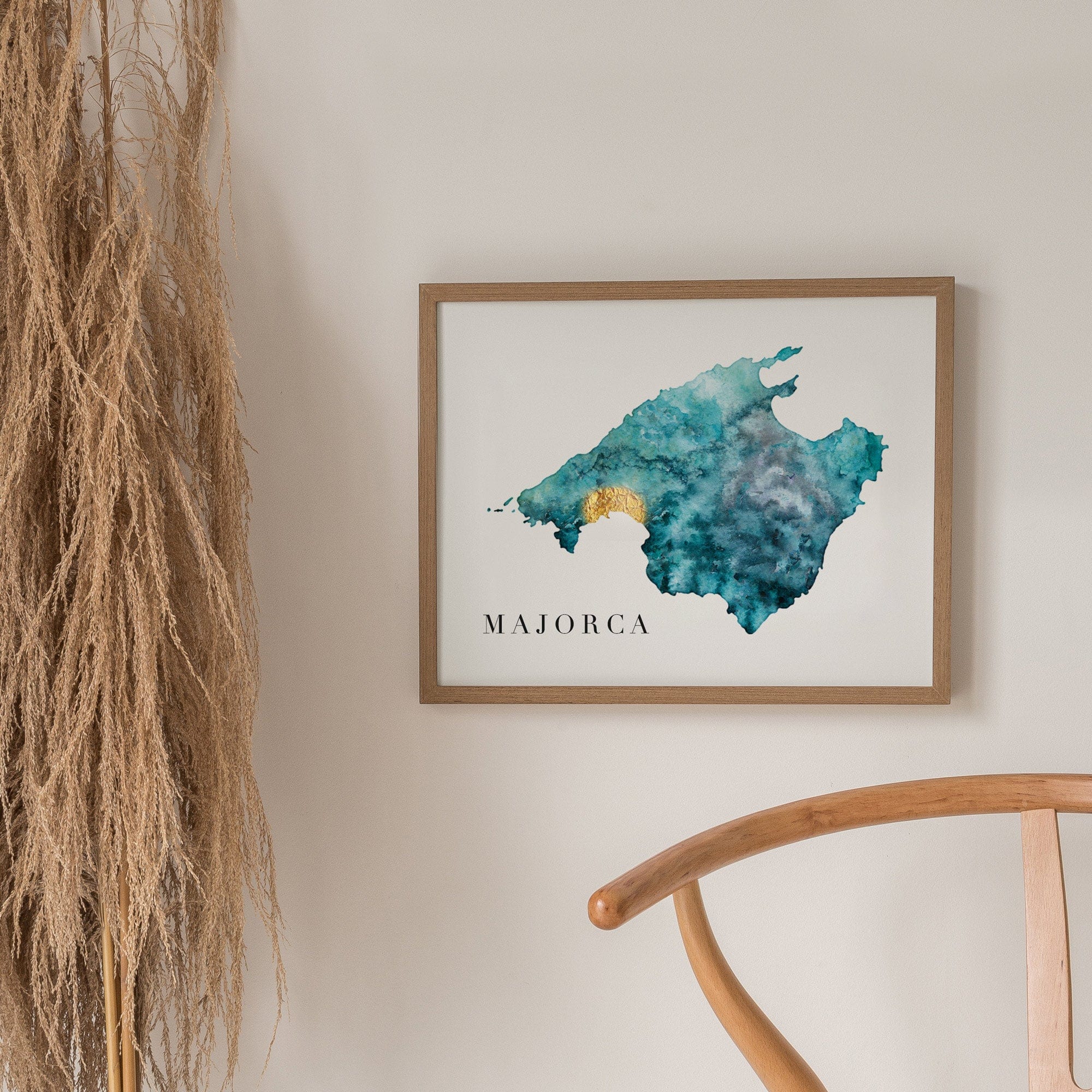 EJayDesign Countries Other Mallorca Gold Watercolour Map Print