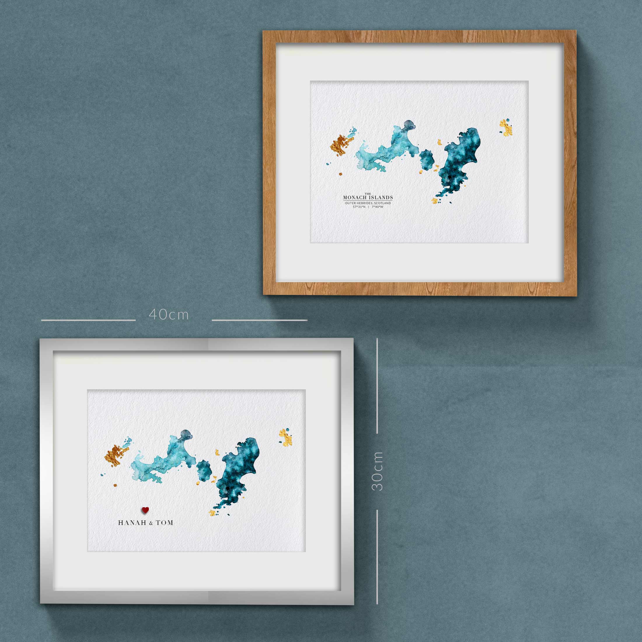 EJayDesign Scottish Prints Monach Islands Watercolour Map