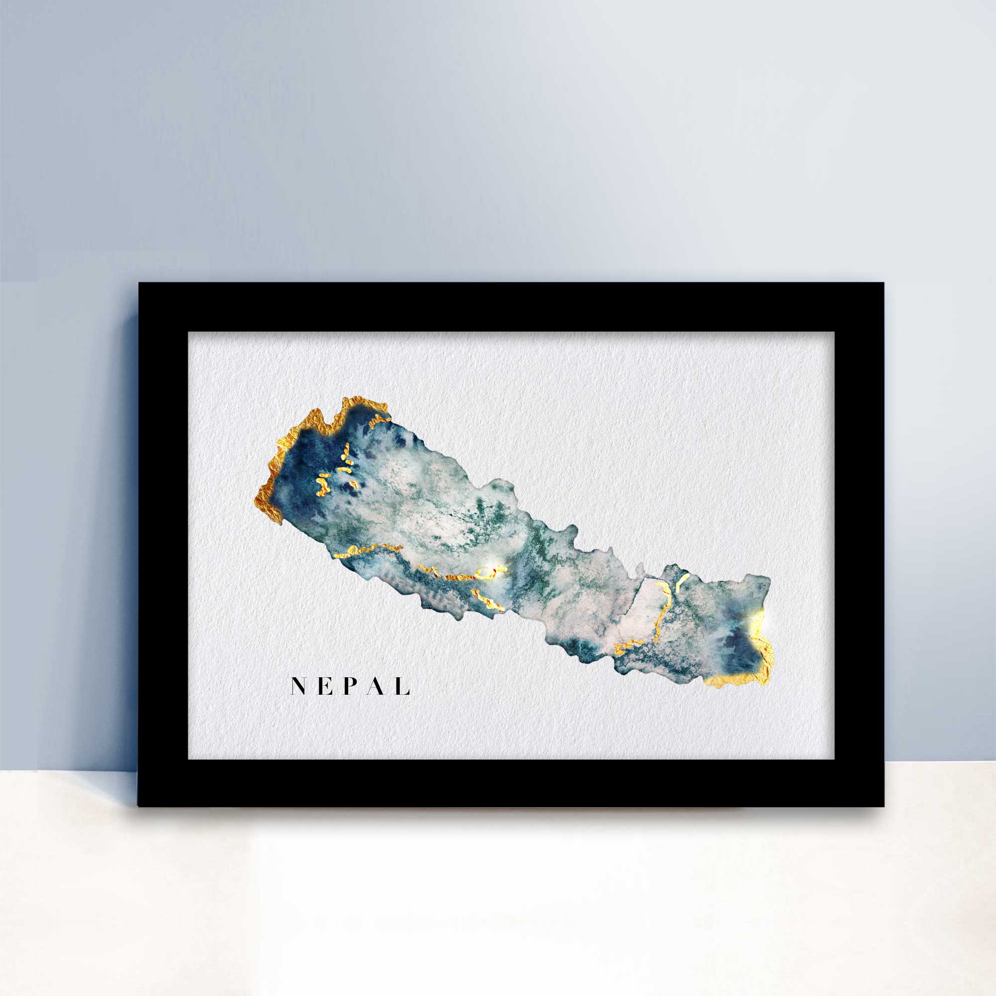 EJayDesign Countries Other Nepal Watercolour Map