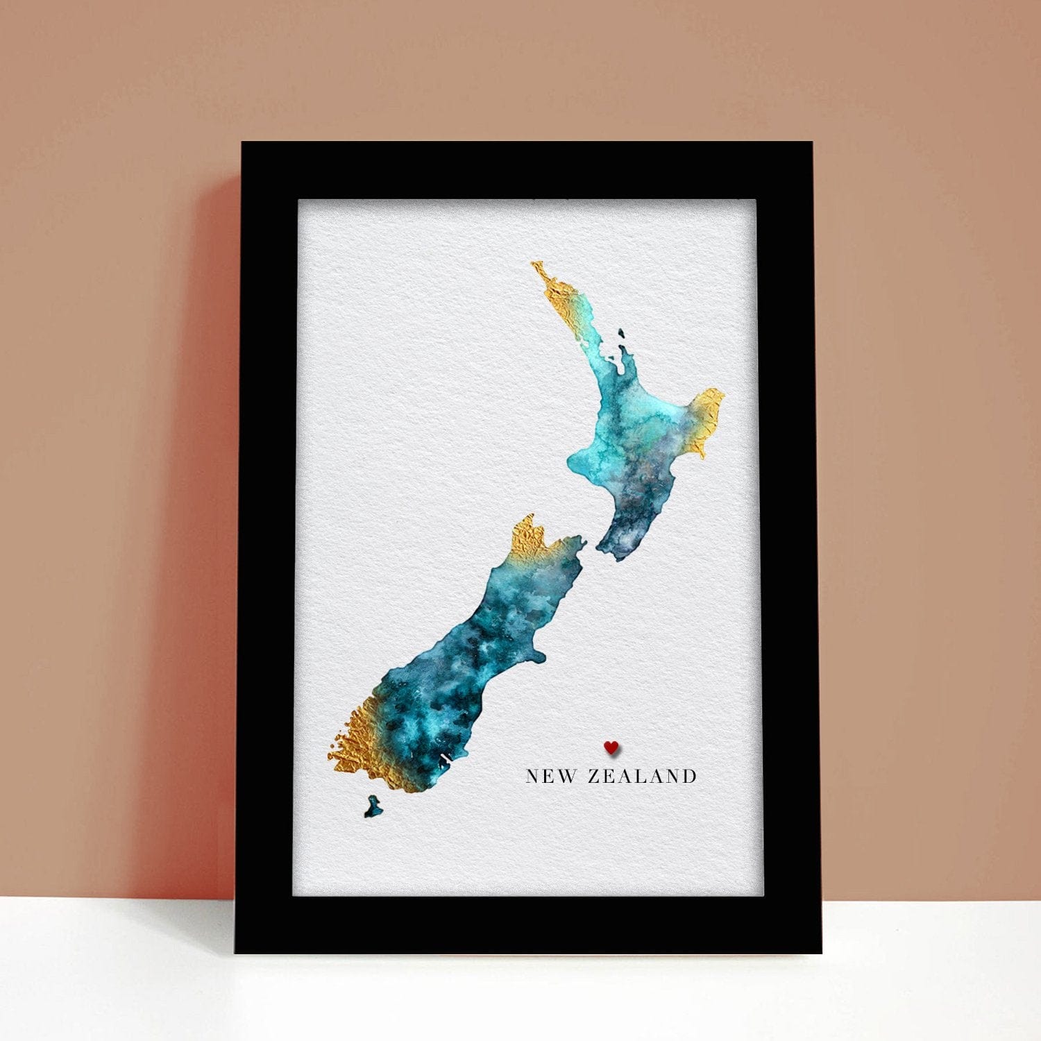 EJayDesign Countries Other New Zealand Watercolour Map Print