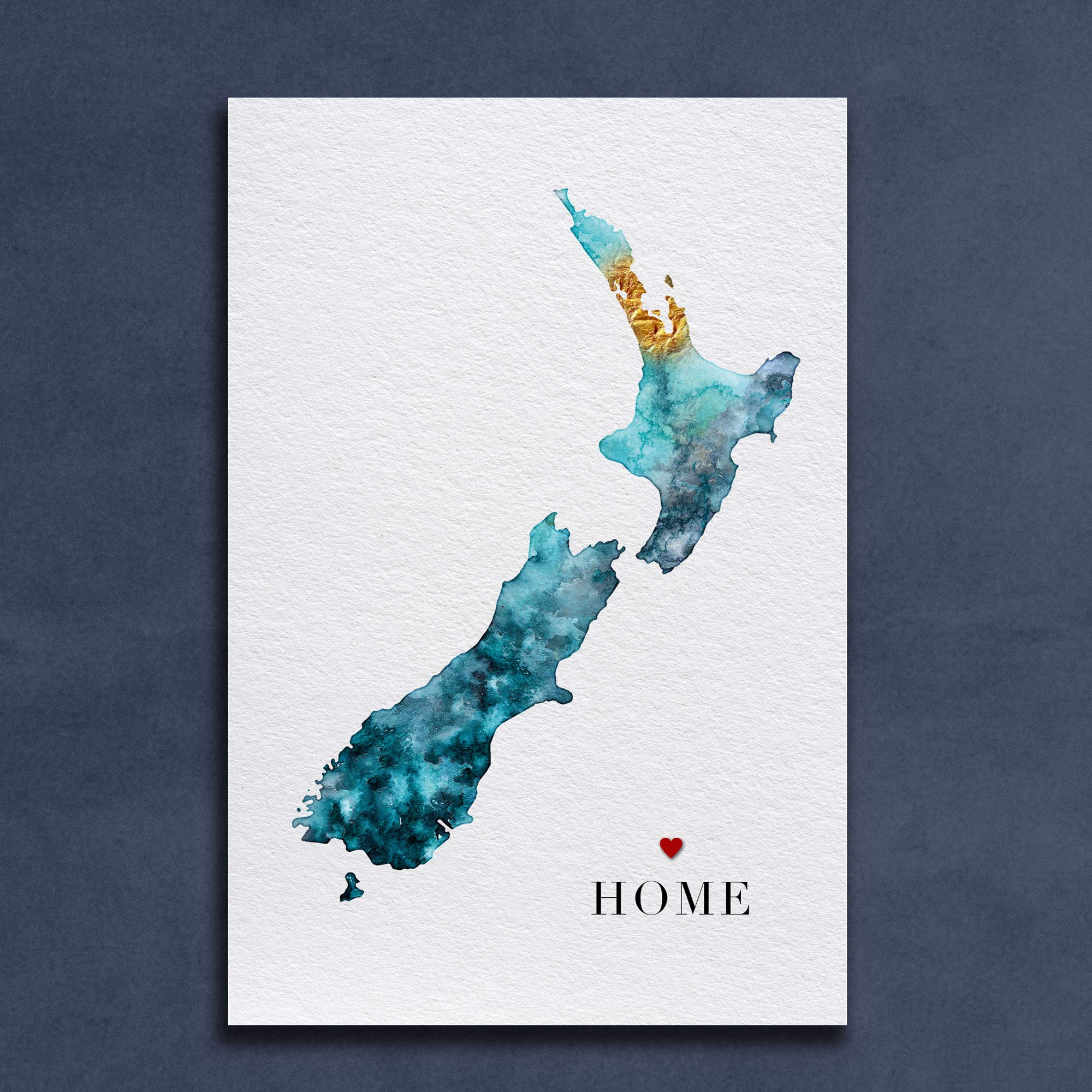 EJayDesign Countries Other New Zealand Watercolour Map Print