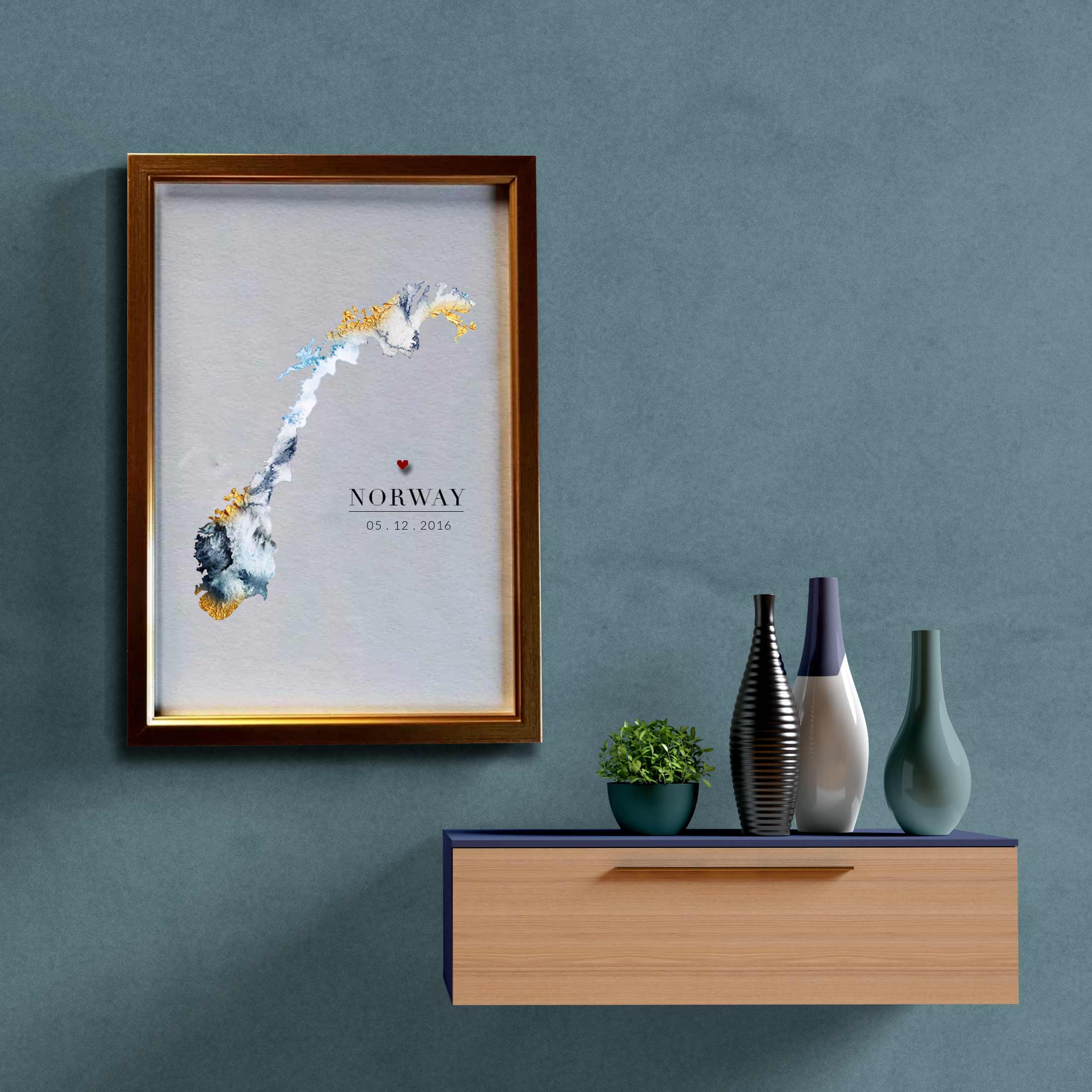 EJayDesign Countries Other Norway Watercolour Map