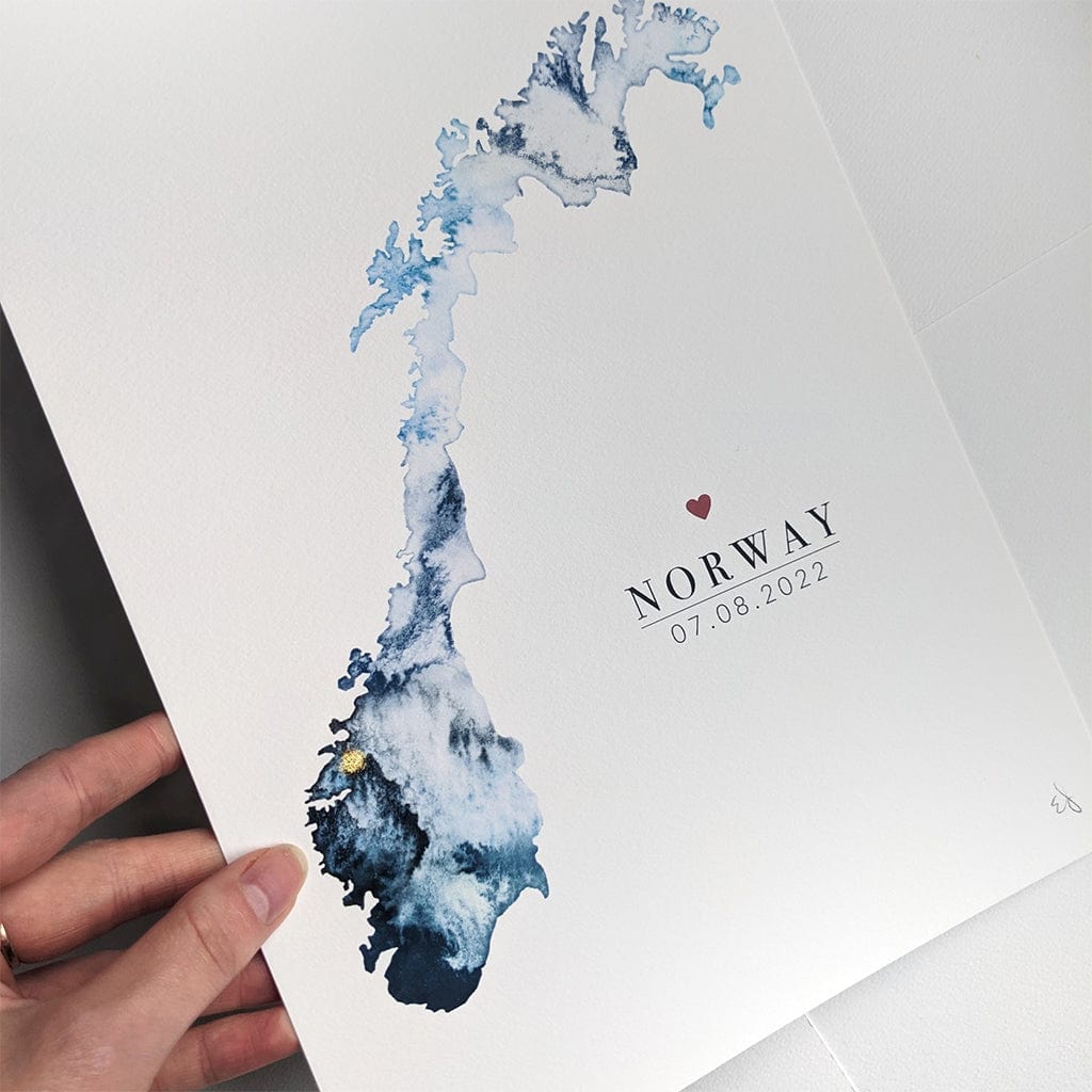 EJayDesign Countries Other Norway Watercolour Map