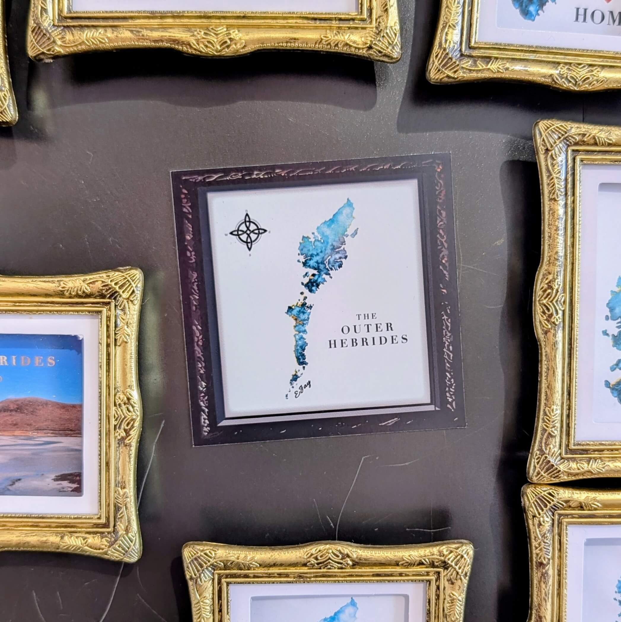 Minimalist Scottish island fridge magnet designed by EJayDesign, featuring the Outer Hebrides