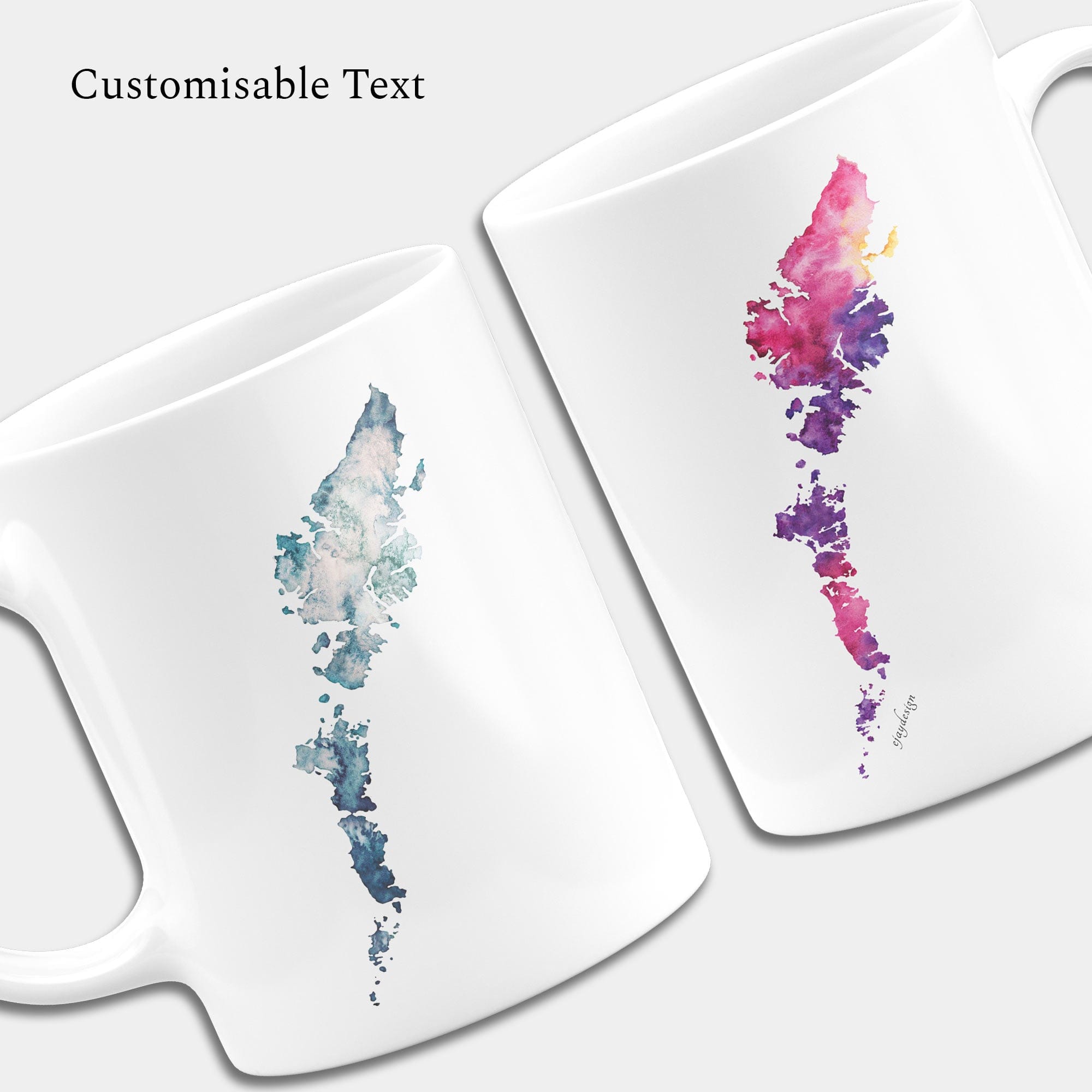 EJayDesign Outer Hebrides Personalised Watercolour Mug