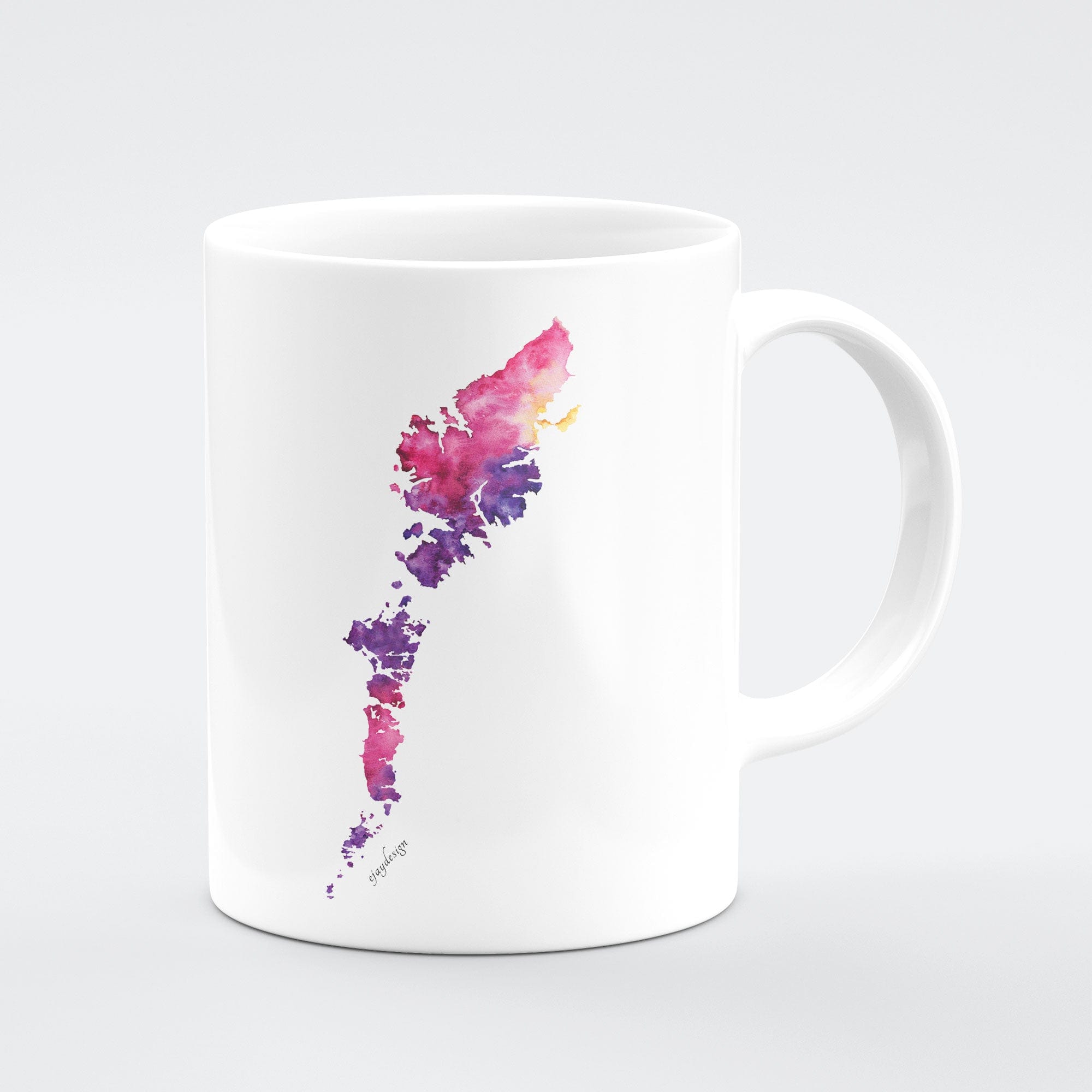 EJayDesign Red/Pink / Red/Pink Outer Hebrides Personalised Watercolour Mug