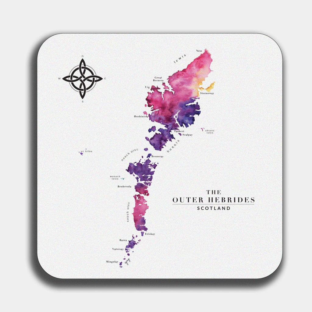 EJayDesign Pink/Purple Outer Hebrides Table Mat Watercolour Map