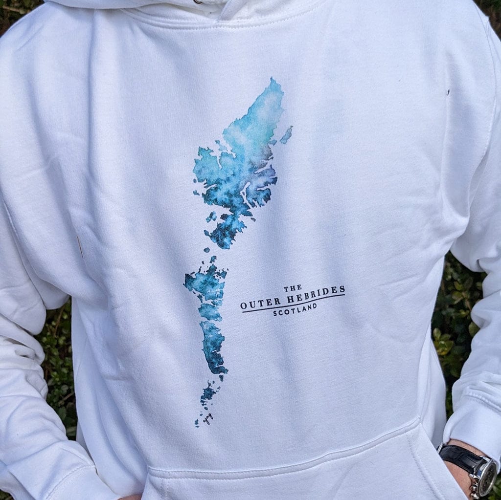EJayDesign Outer Hebrides Unisex Hoodie Watercolour Map