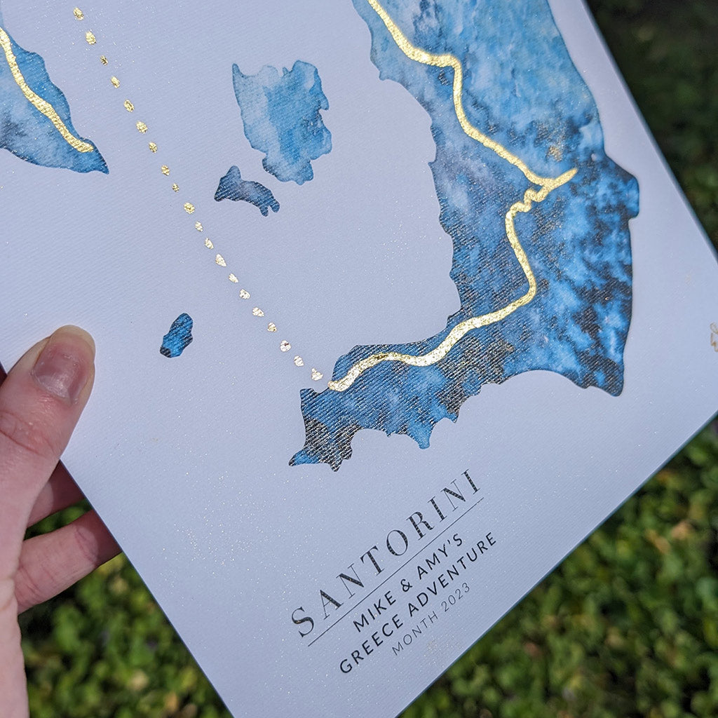 watercolour map Santorini rat race adventures trail