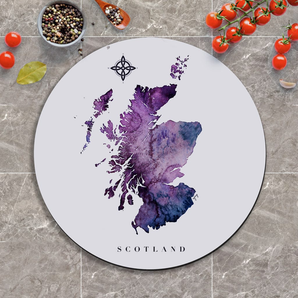 EJayDesign Heather Purple Scotland Glass Worktop Saver Circular