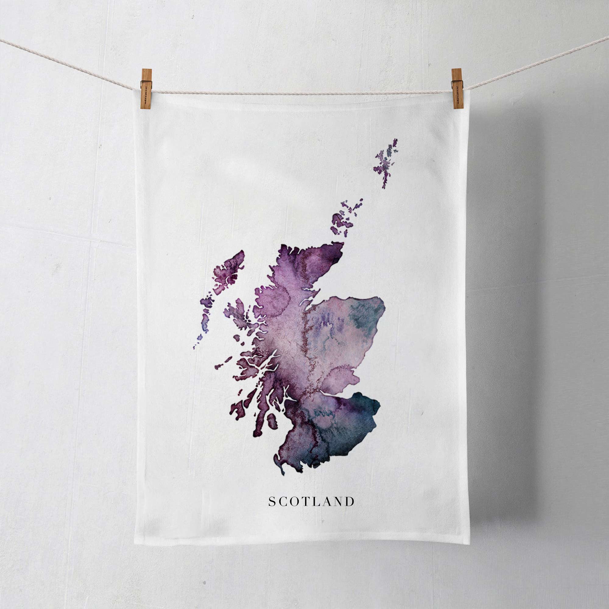 EJayDesign Tea Towel Scotland Purple Organic Cotton Tea Towel