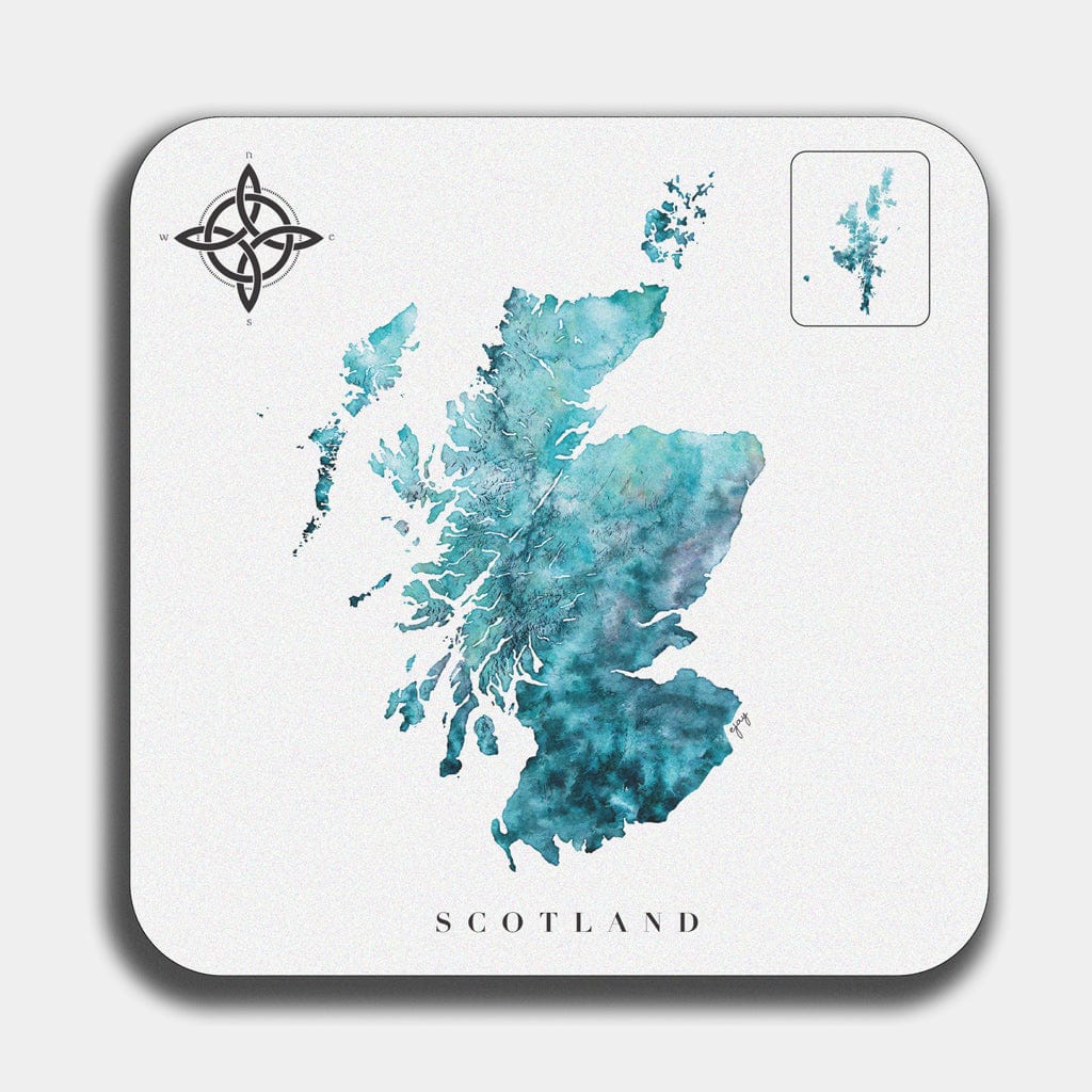 EJayDesign Turquoise Scotland Table Mat Watercolour Map
