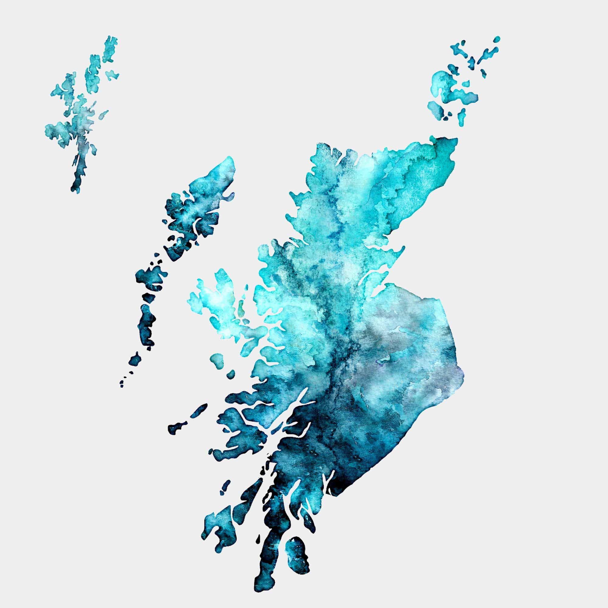 EJayDesign Scottish Prints Scottish Highlands & Islands Watercolour Map