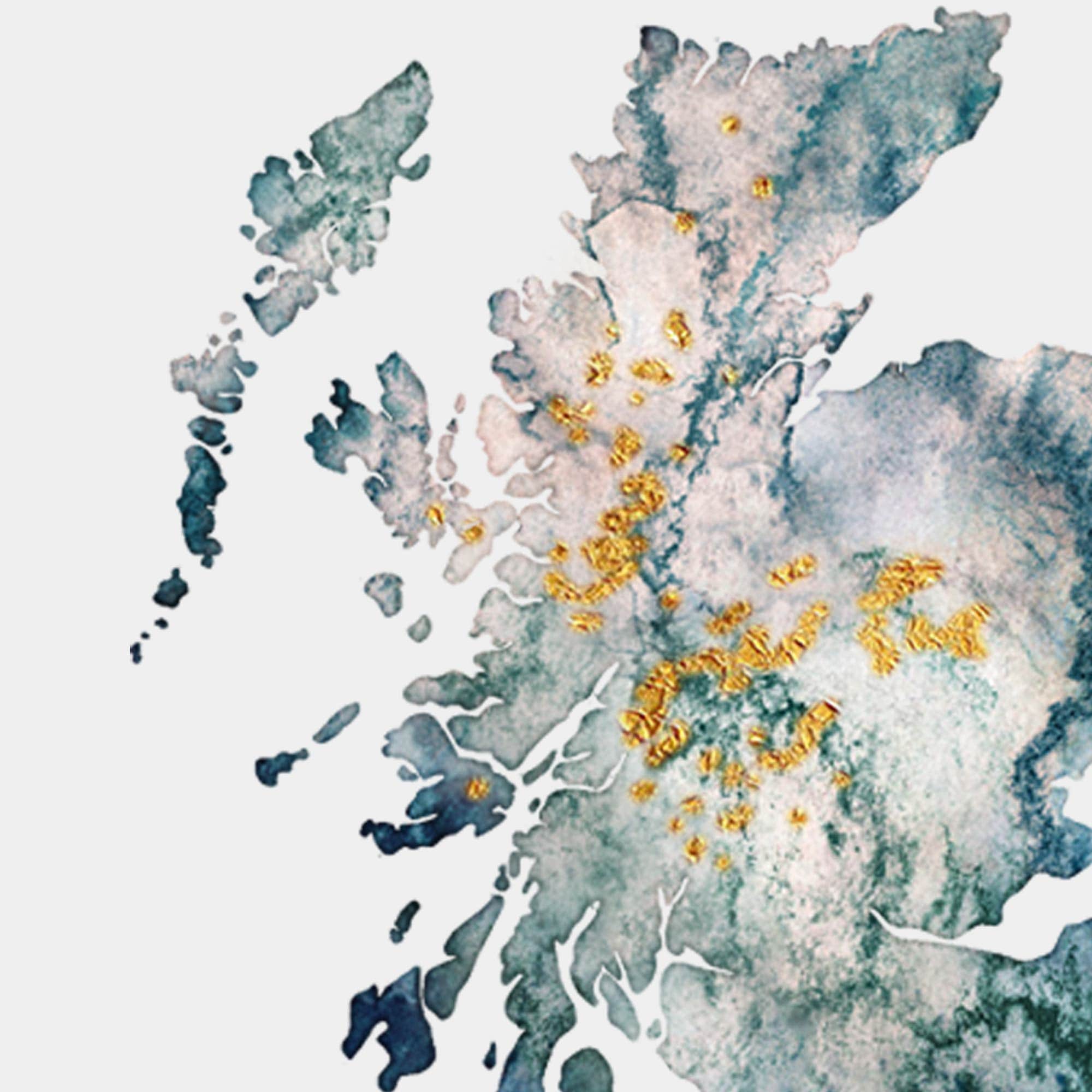 EJayDesign Scottish Prints Scottish Munro's Personalised Golden Map