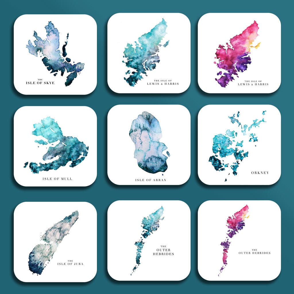 EJayDesign Kitchen Coaster Set of 6 Coaster Watercolour Maps