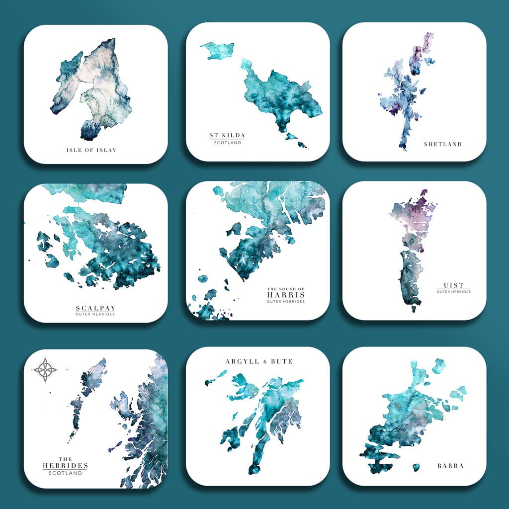 EJayDesign Kitchen Coaster Set of 6 Coaster Watercolour Maps