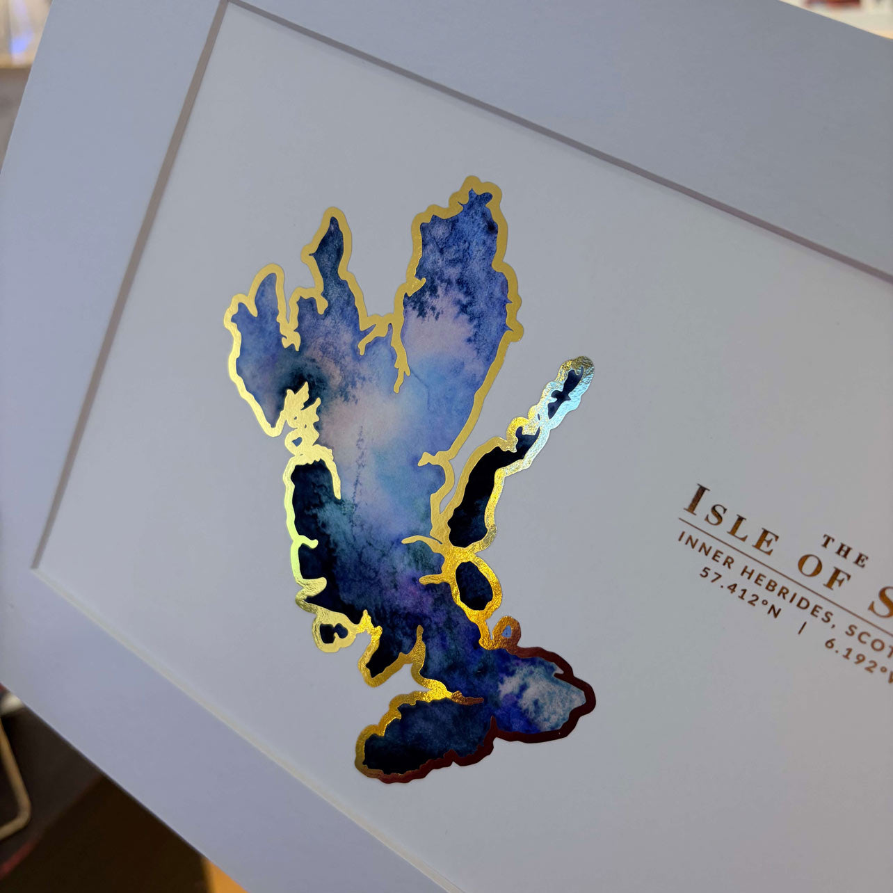 gold shine foil map print of the isle of skye 
