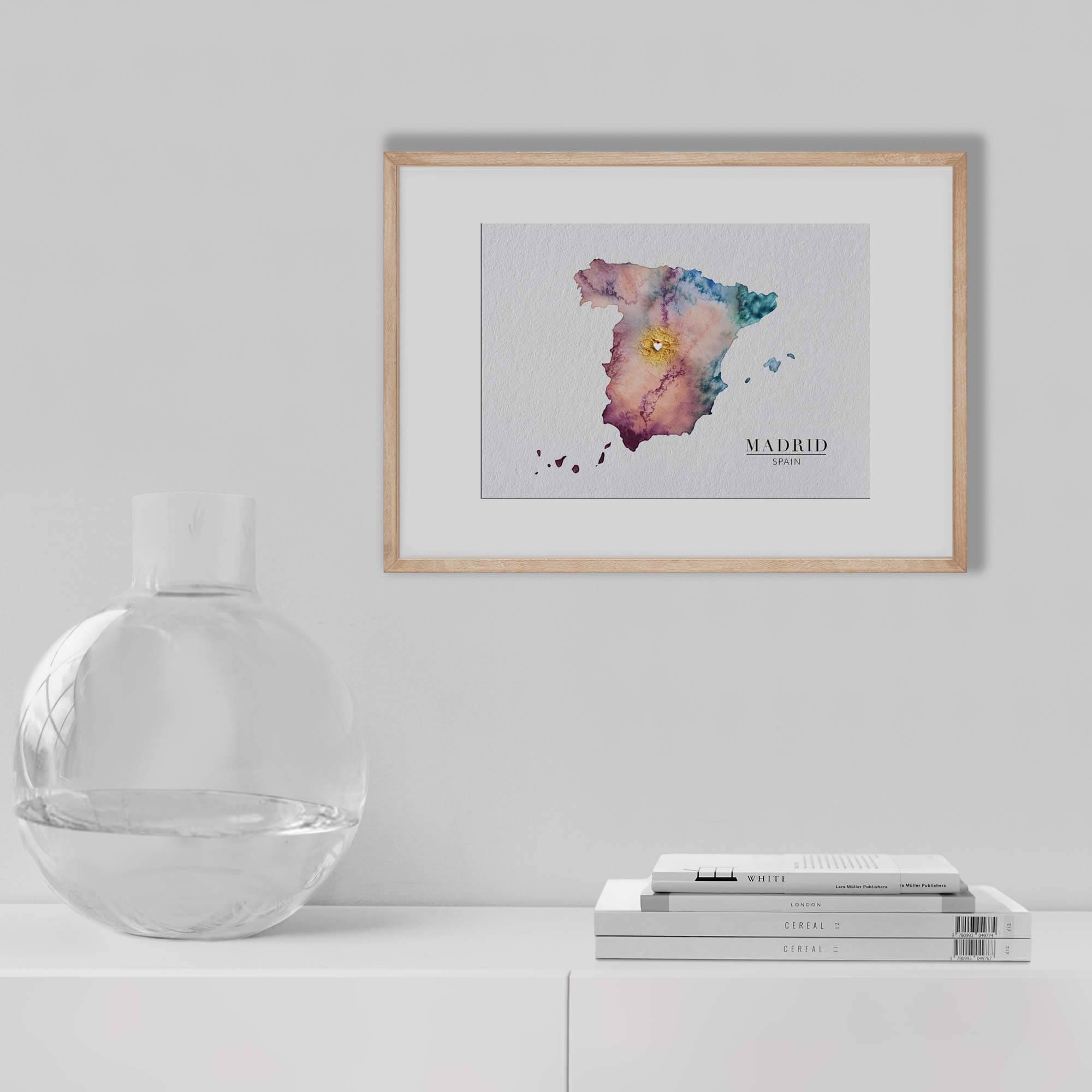 EJayDesign Countries Other Spannish Golden Watercolour Map