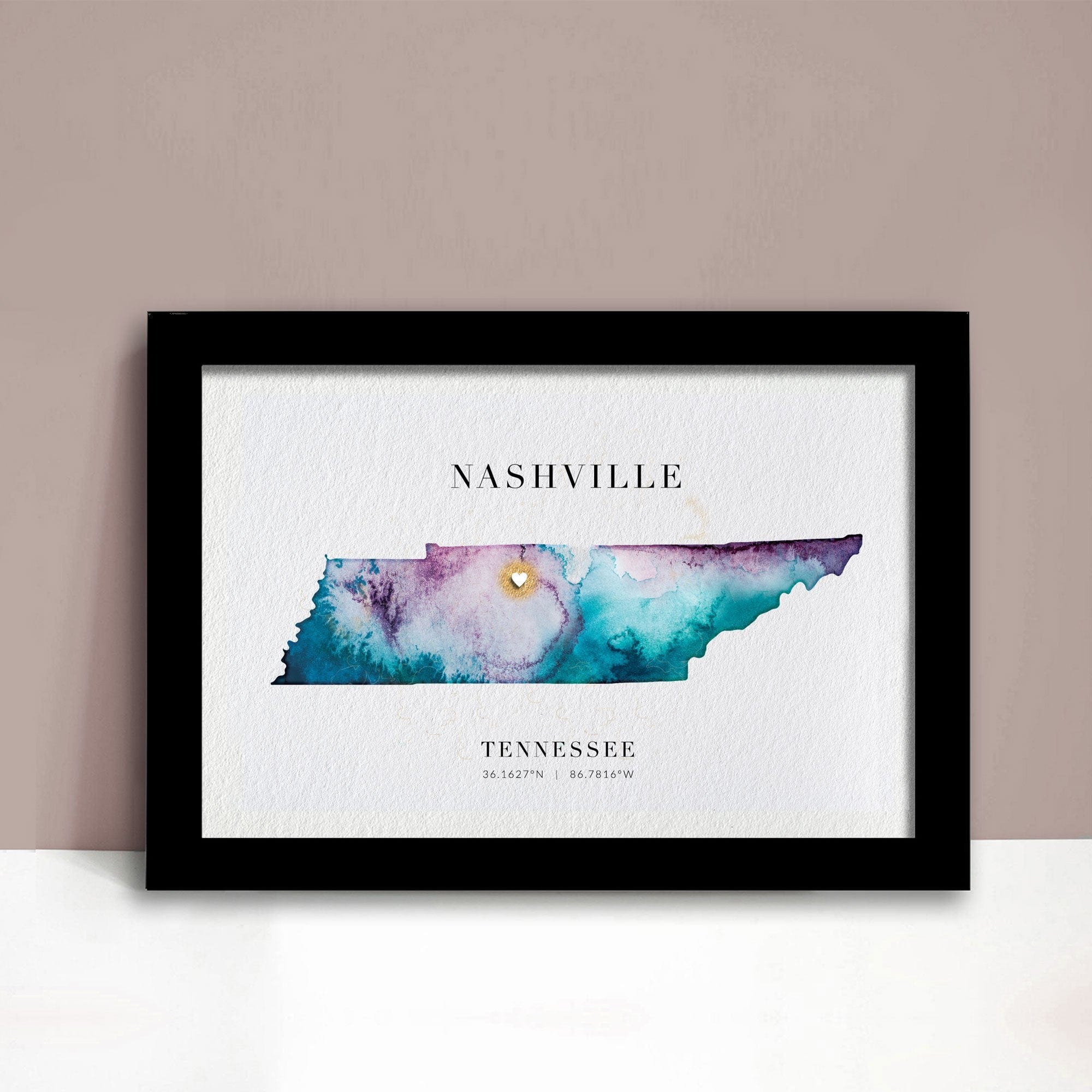 EJayDesign Countries Other Tennessee Watercolour Map