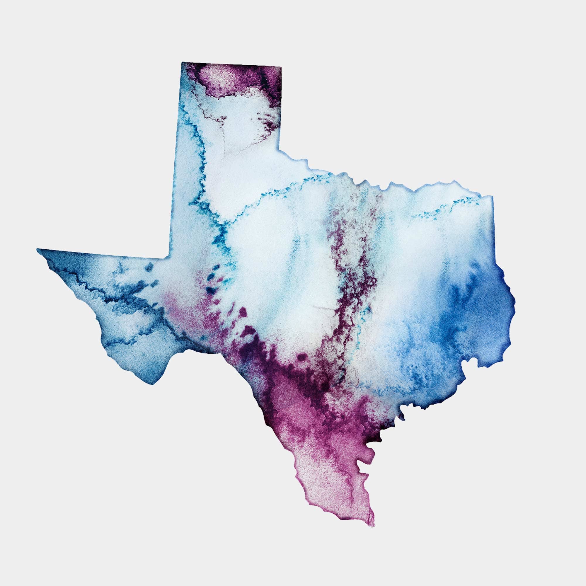 EJayDesign Countries Other Texas Watercolour Map