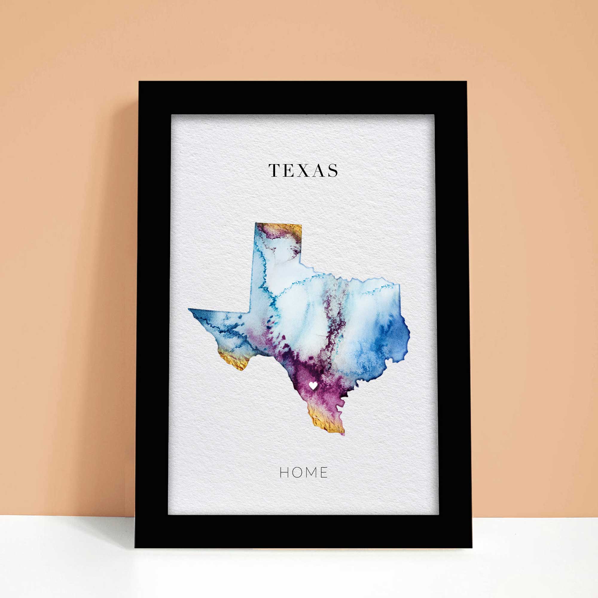 EJayDesign Countries Other Texas Watercolour Map
