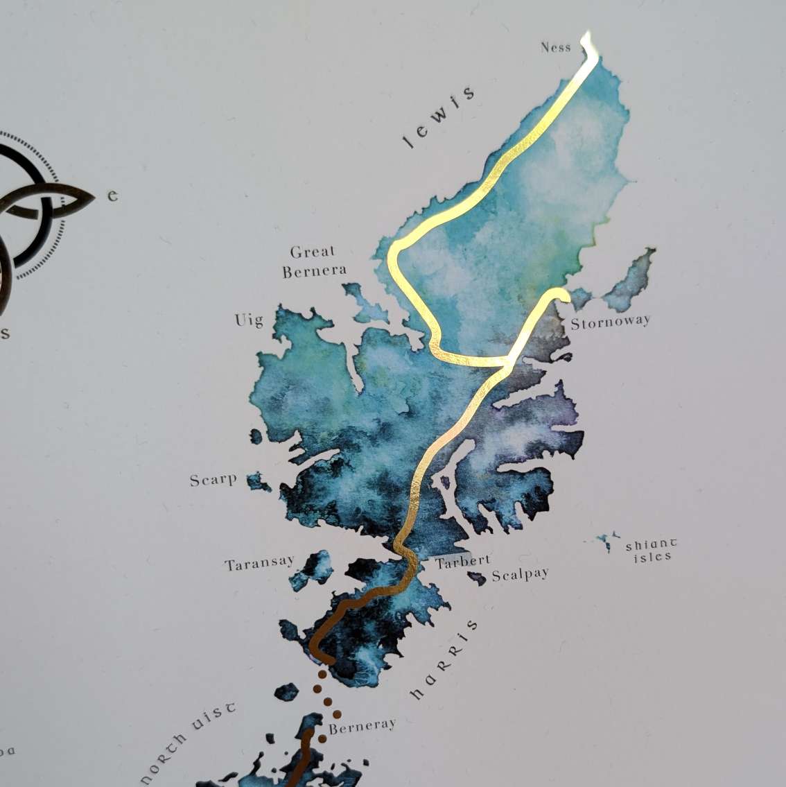 Hebridean Way Watercolour Map Art Print