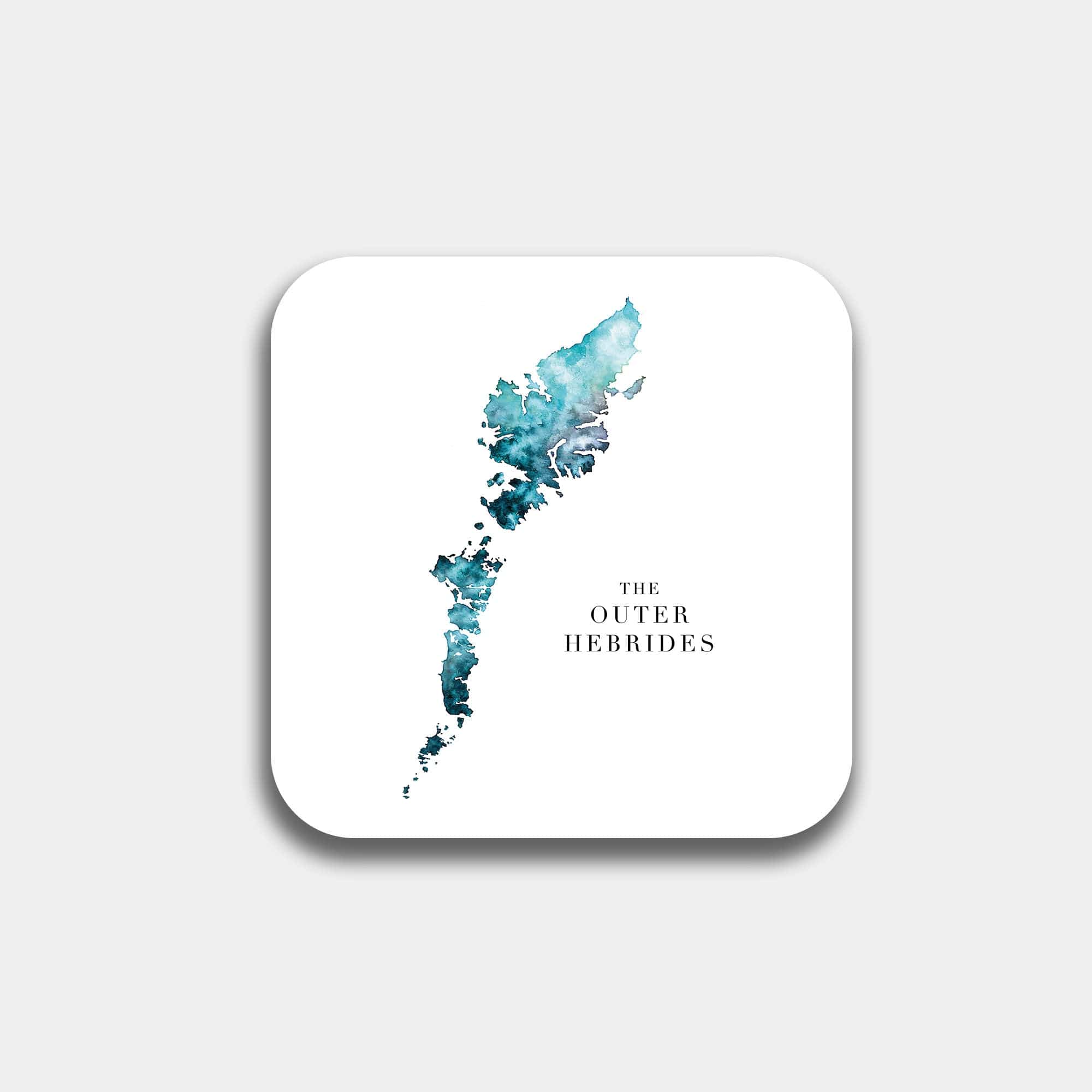 EJayDesign Kitchen Coaster Turquoise The Outer Hebrides Coaster Watercolour Map